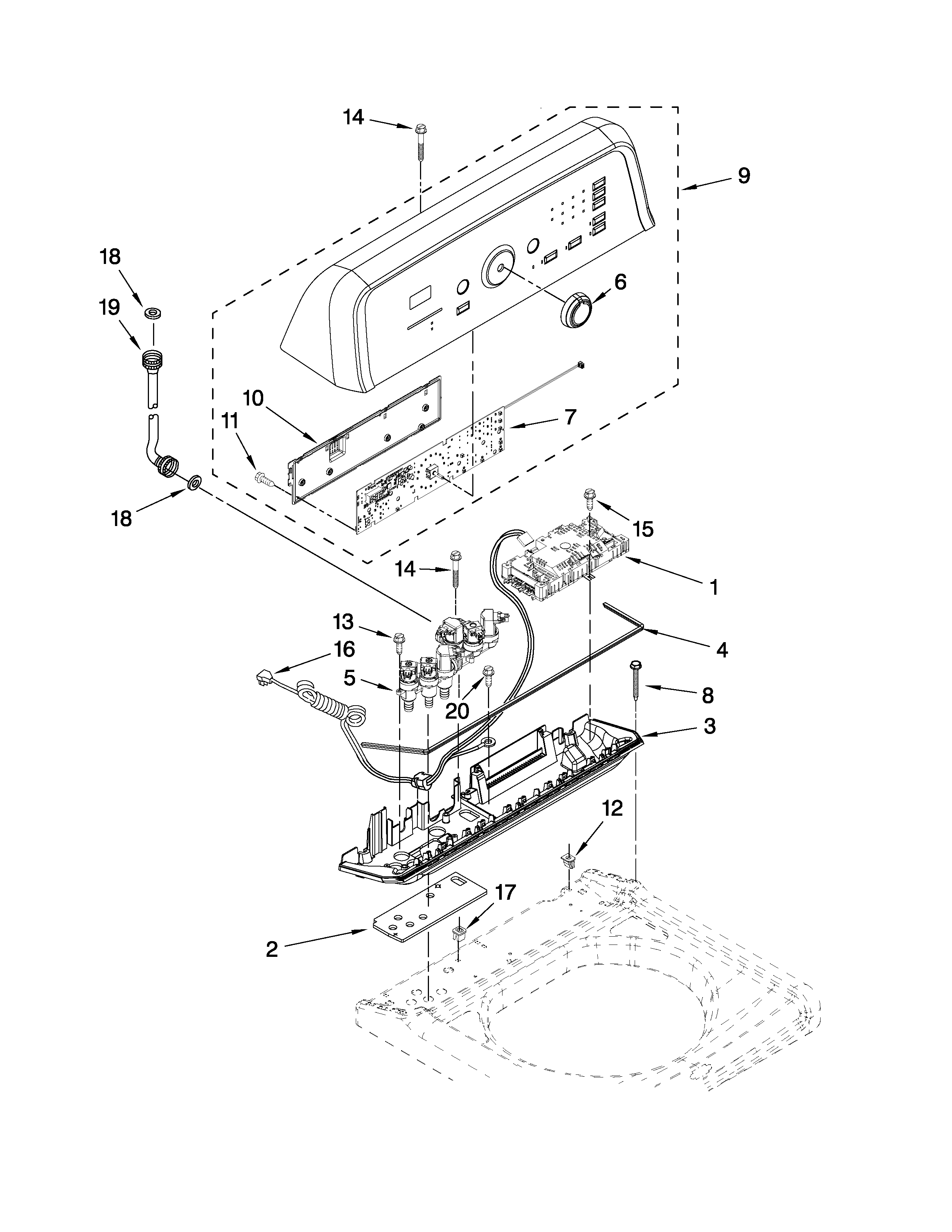 Maytag MVWB450WQ1 control panel parts diagram