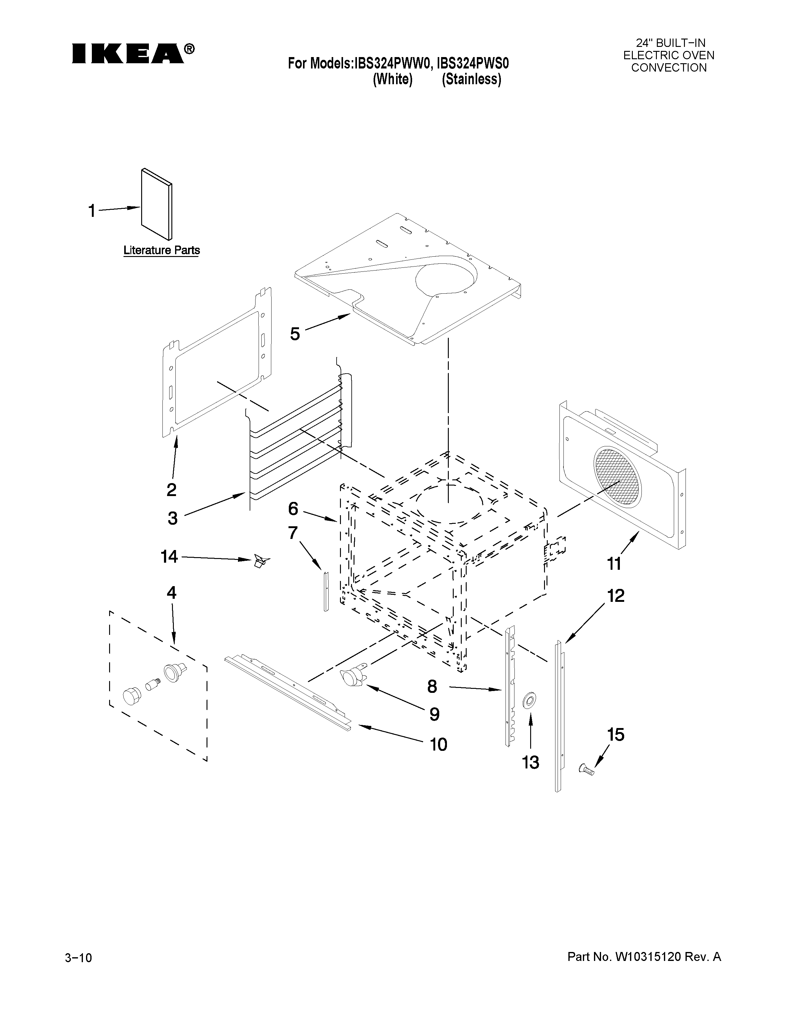 Ikea IBS324PWW0 oven parts diagram