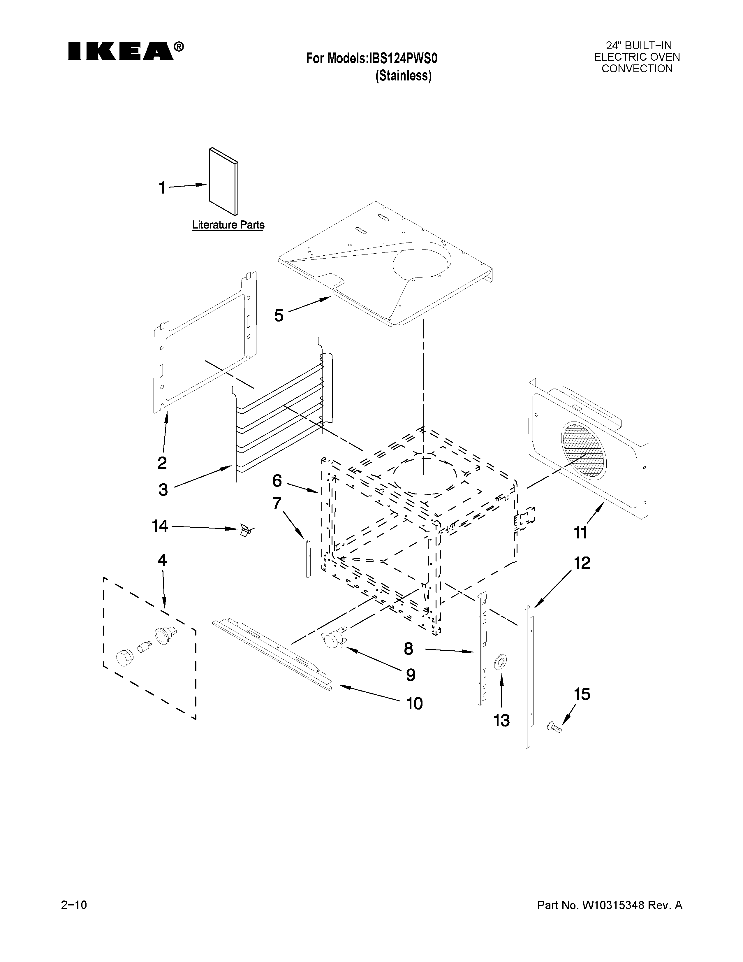Ikea IBS124PWS0 oven parts diagram