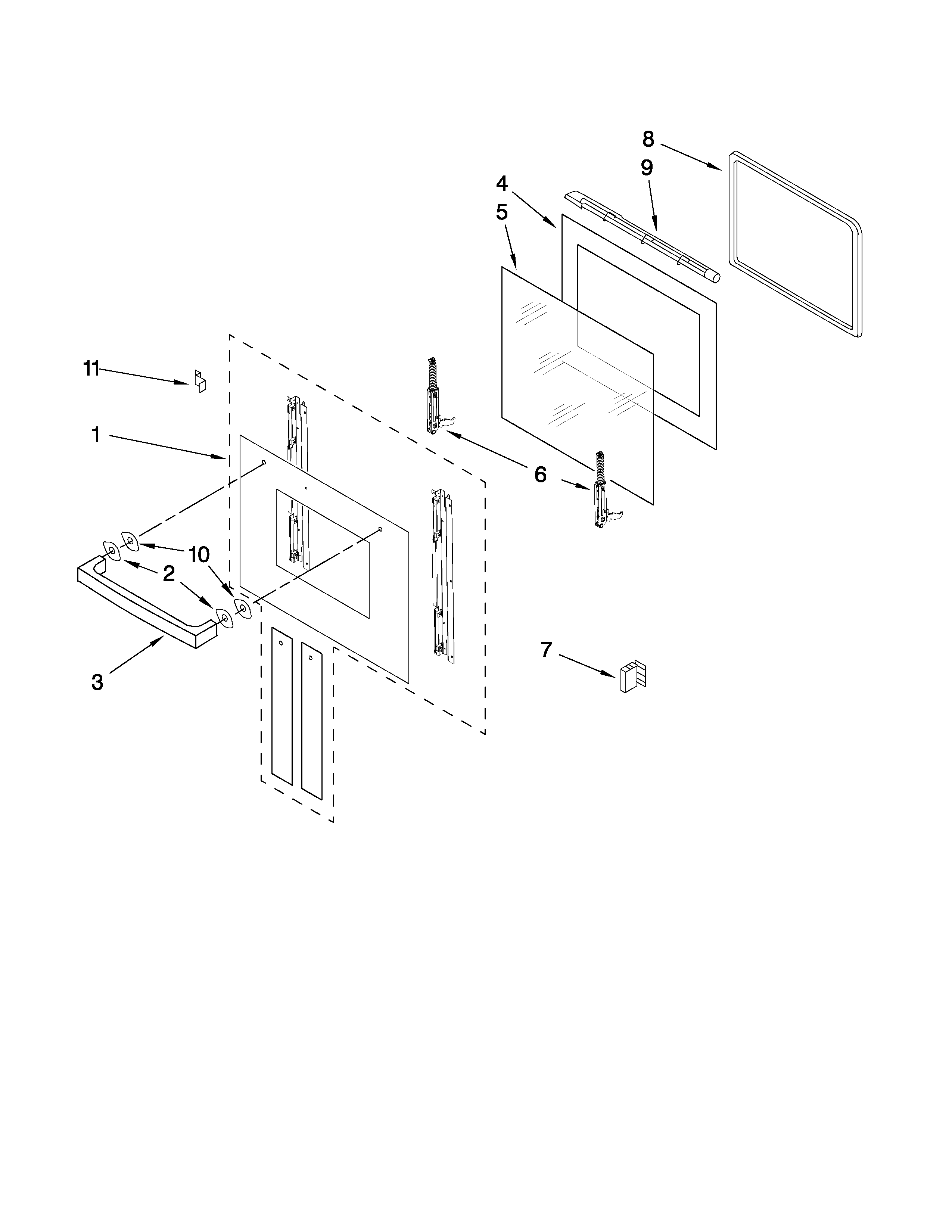 Ikea IBS124PWS0 oven door parts diagram