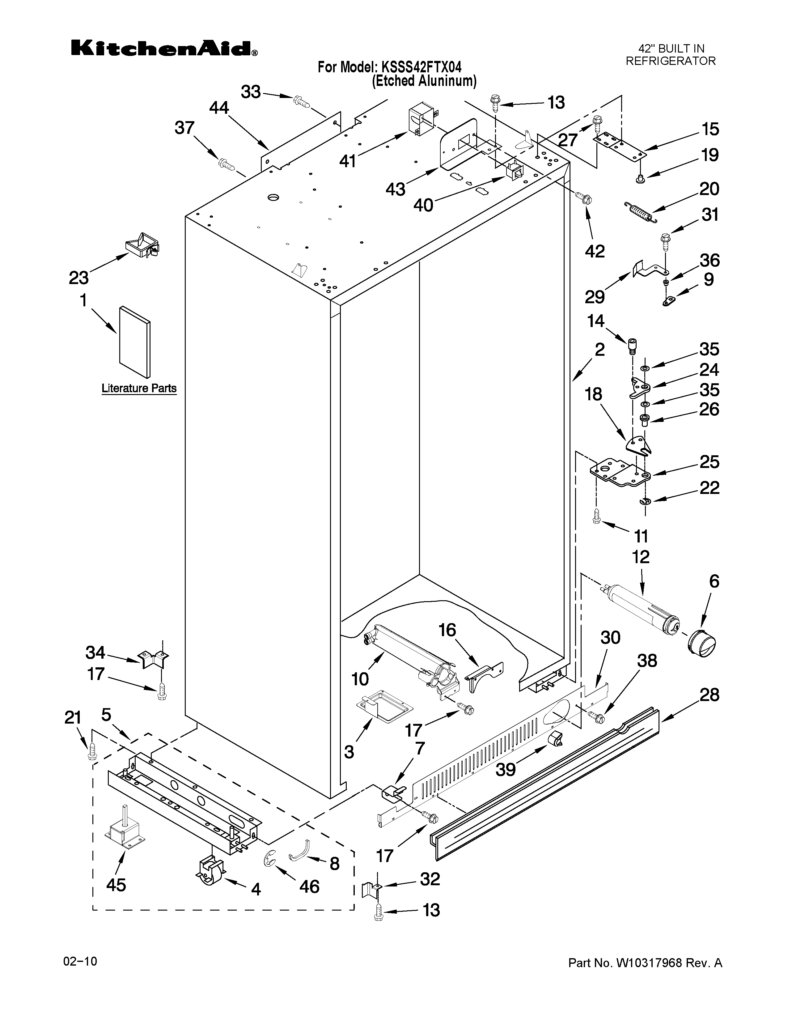 KitchenAid KSSS42FTX04 cabinet parts diagram