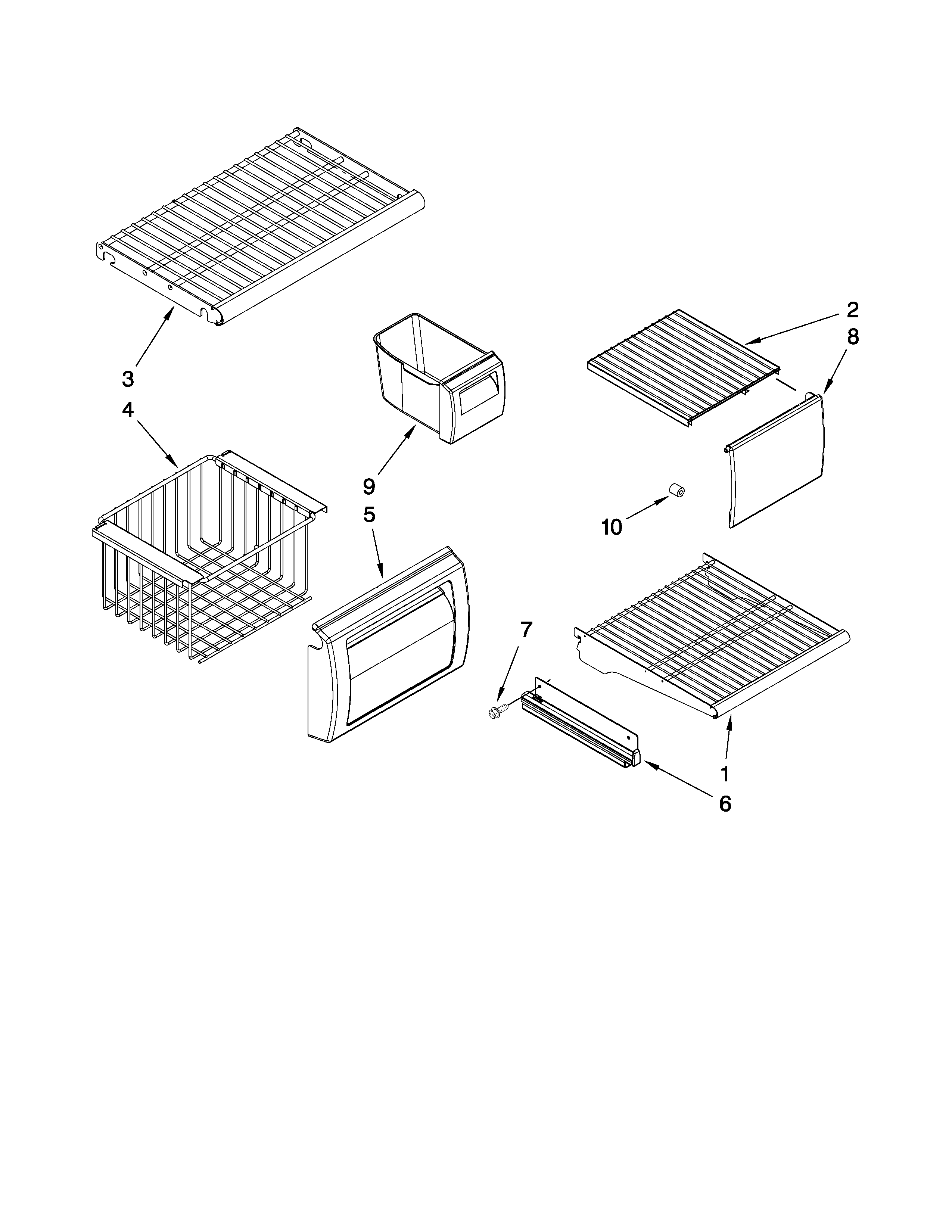 KitchenAid KSSS42FTX04 freezer shelf parts diagram