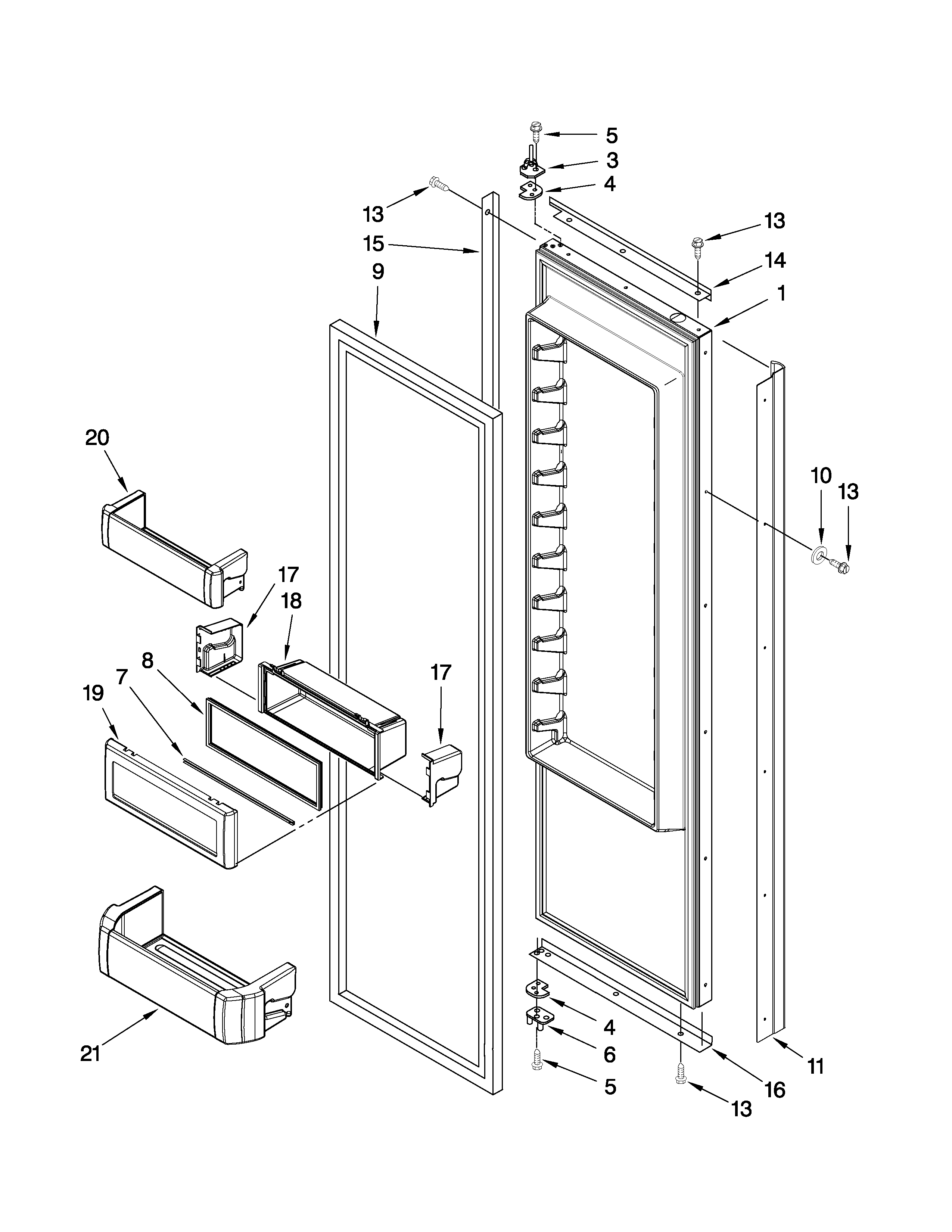 KitchenAid KSSS42FTX04 refrigerator door parts diagram