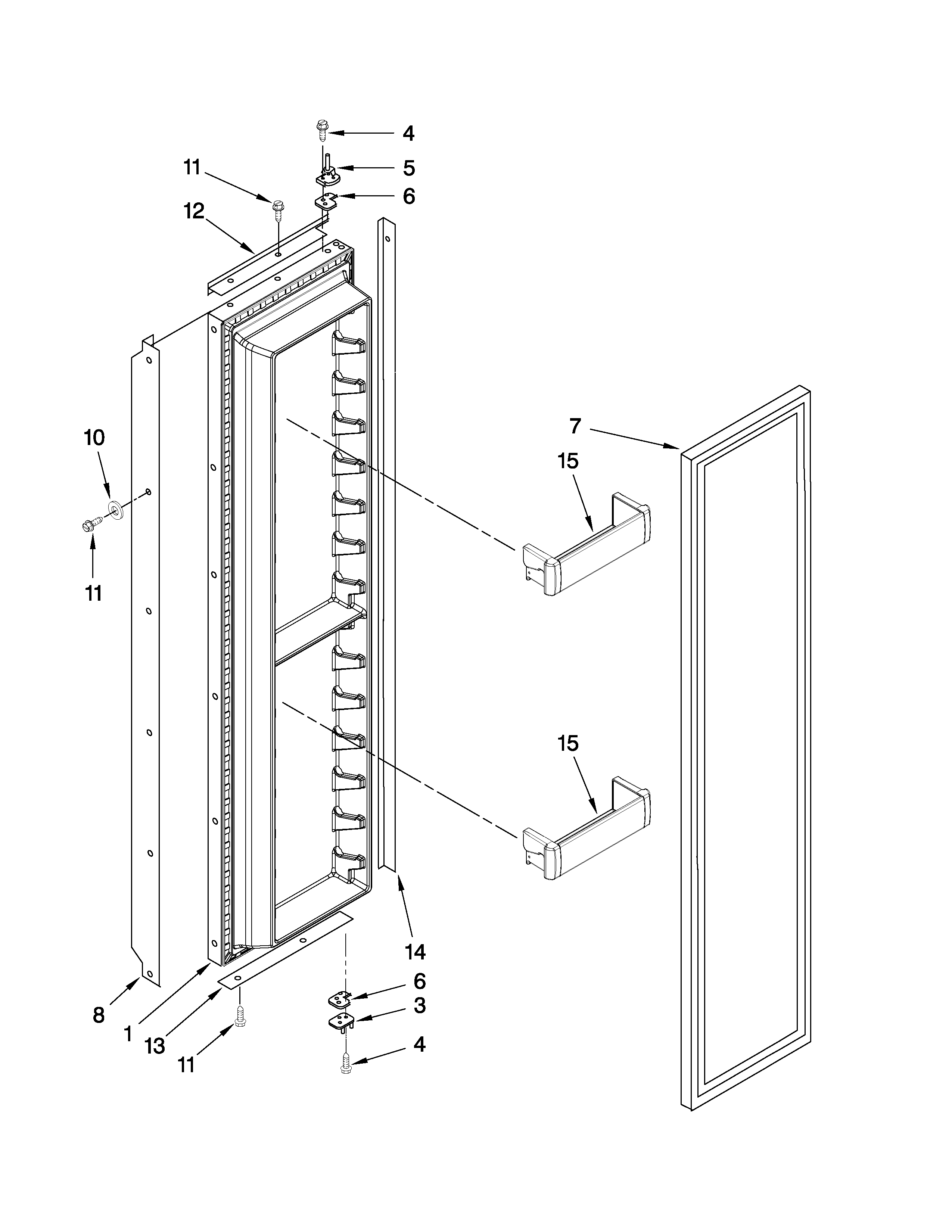 KitchenAid KSSS42FTX04 freezer door parts diagram