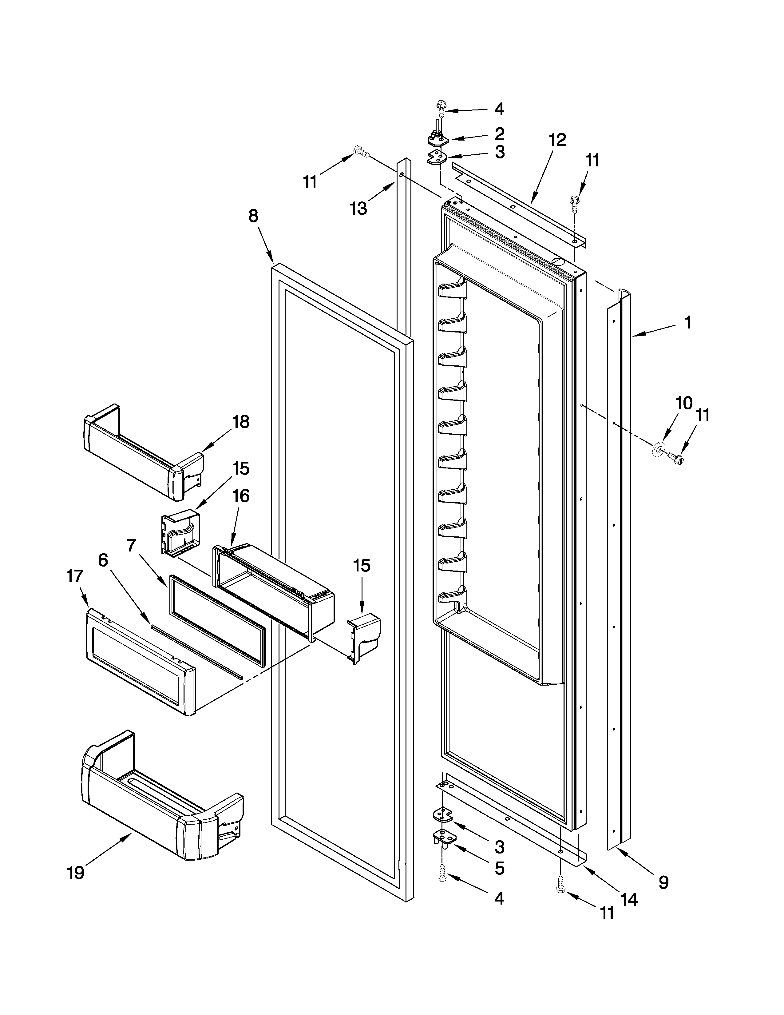 KitchenAid KSSS42QTW04 refrigerator door parts diagram