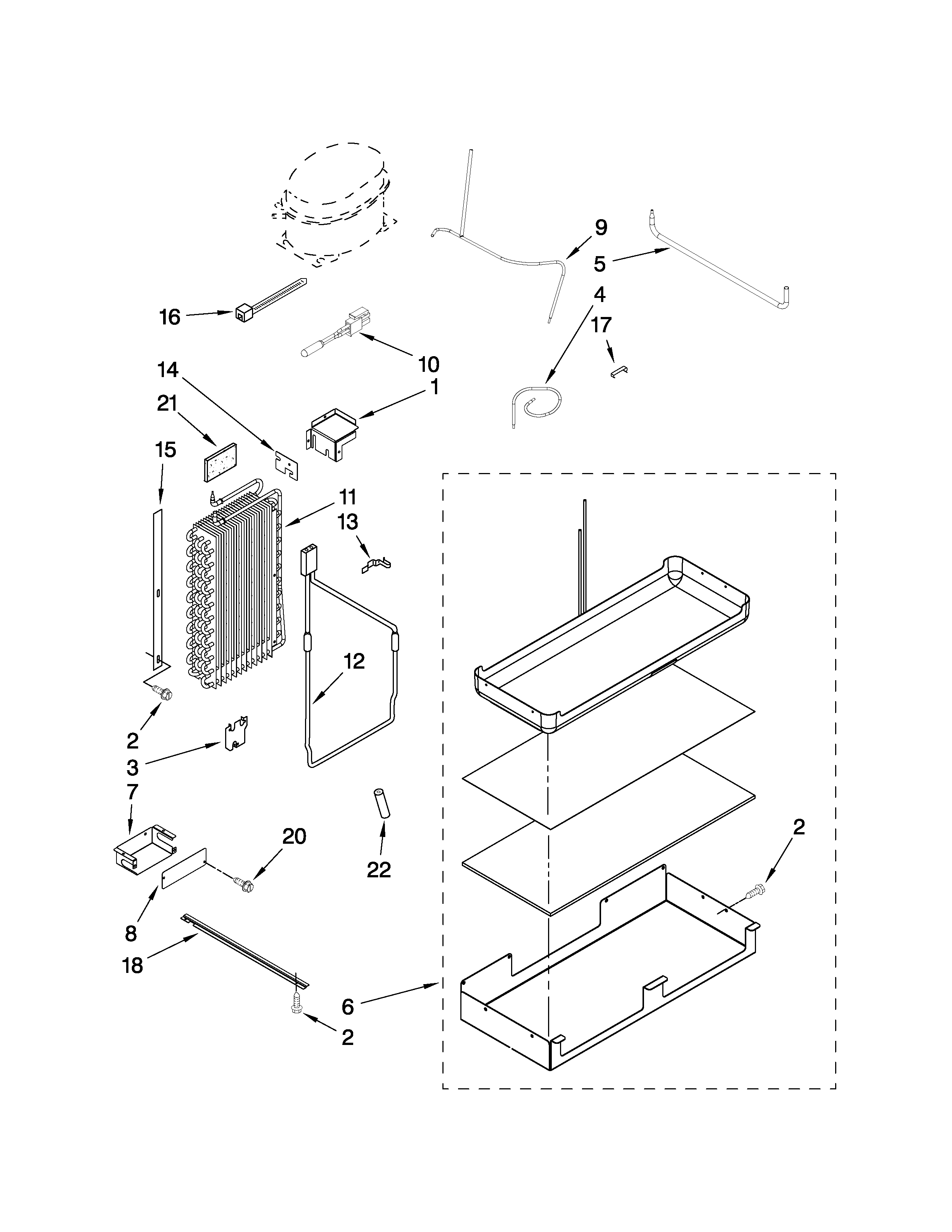 KitchenAid KSSS42QTW04 lower unit and tube parts diagram