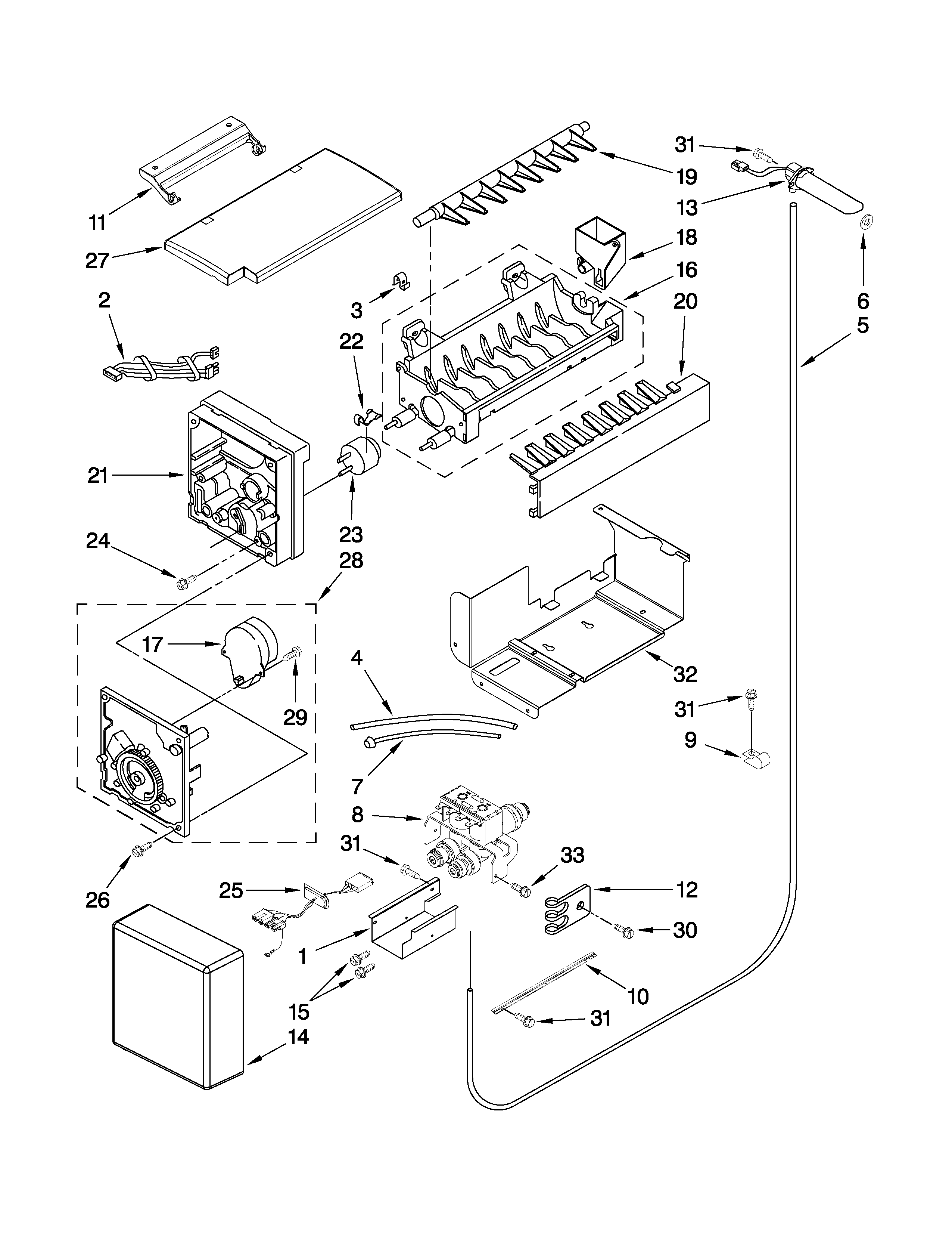 KitchenAid KSSS42QTW04 icemaker parts diagram