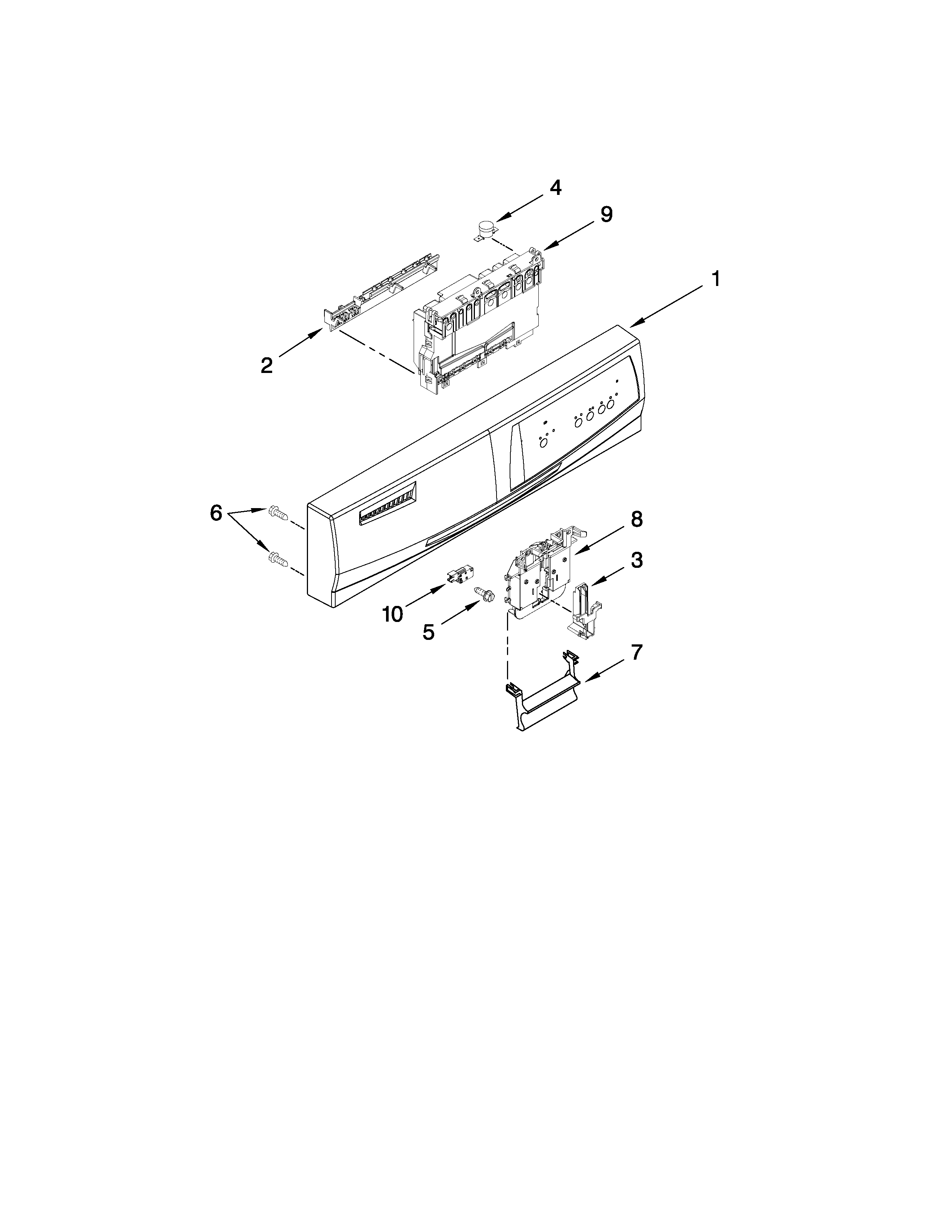 Whirlpool DU1010XTXD1 control panel parts diagram