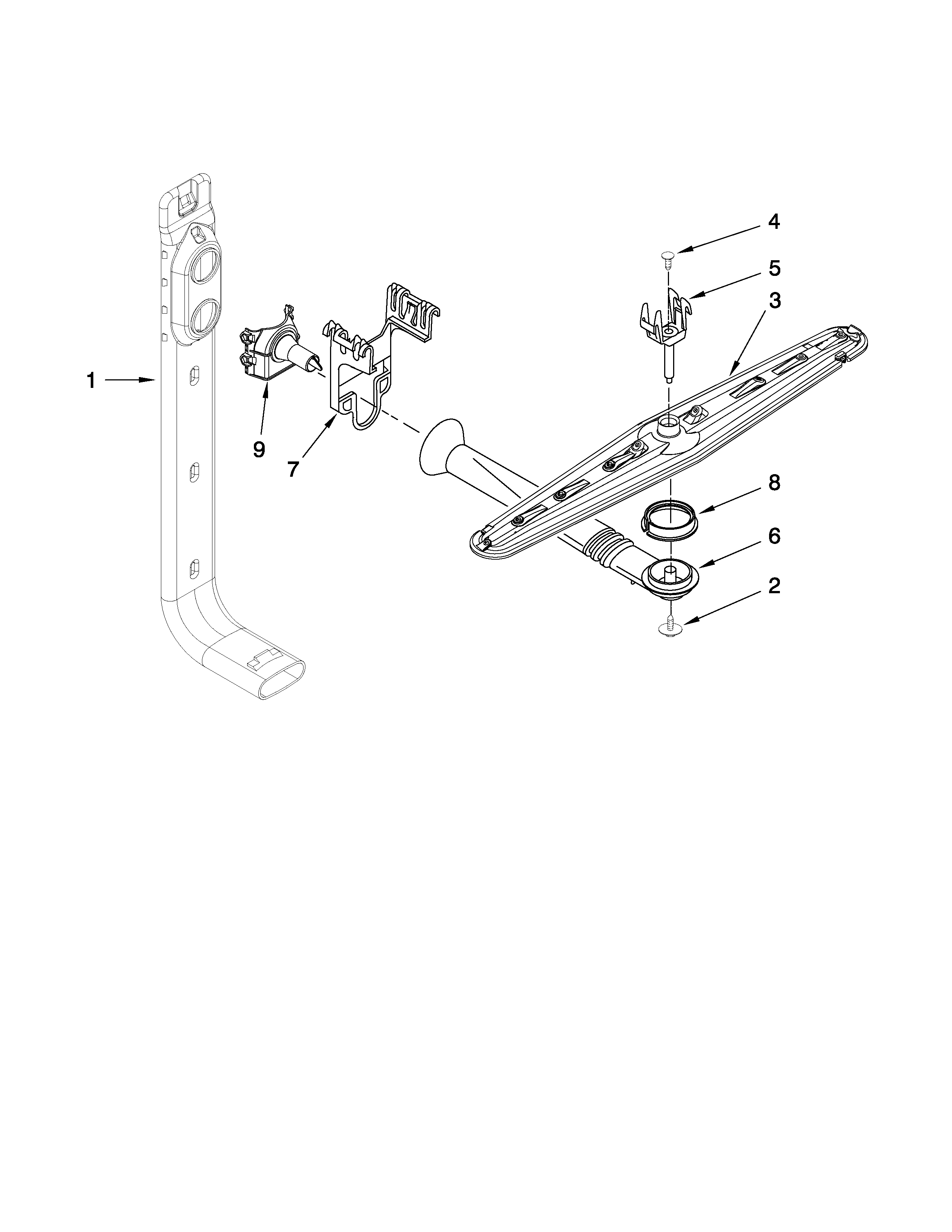 Whirlpool DU1010XTXD1 upper wash and rinse parts diagram