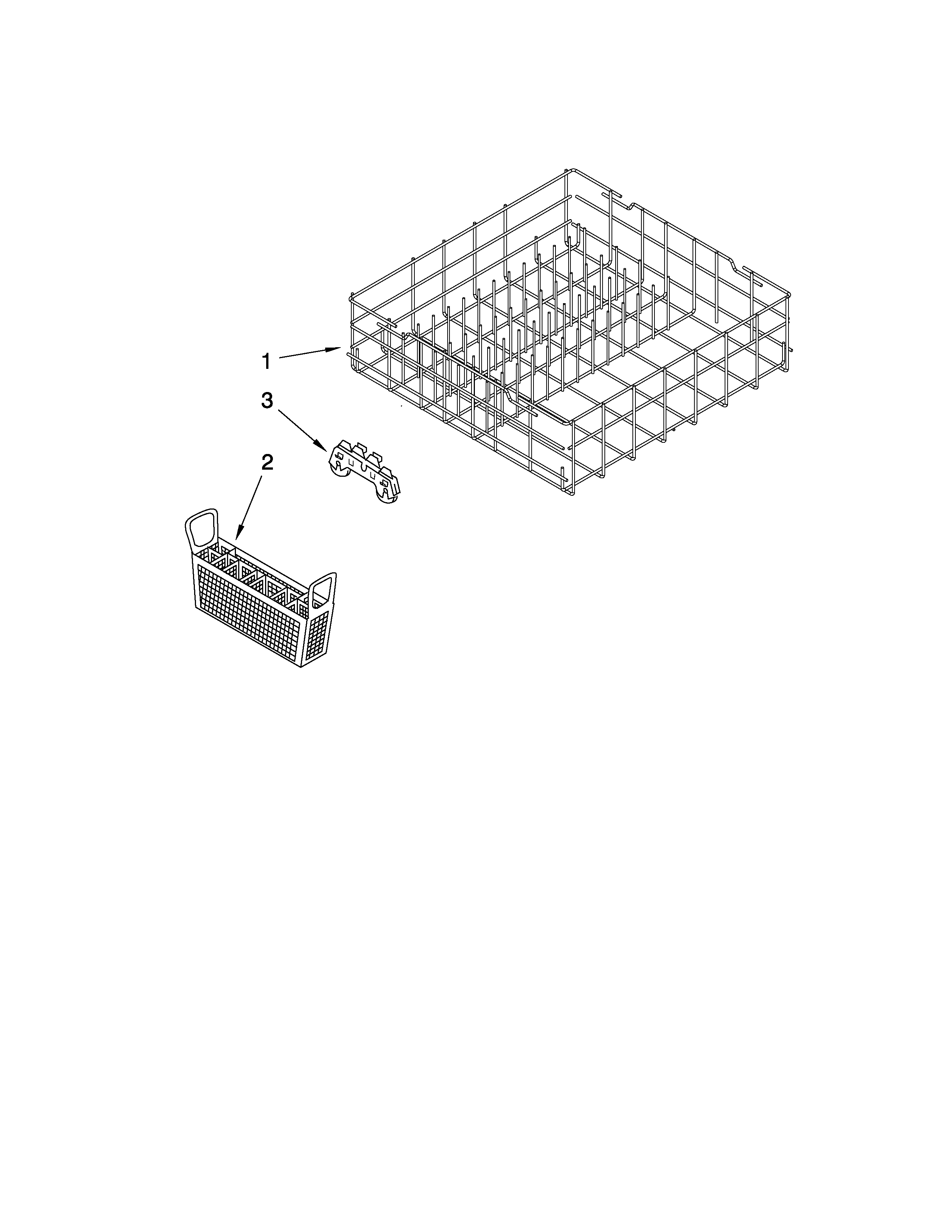 Whirlpool DU1010XTXD1 lower rack parts diagram