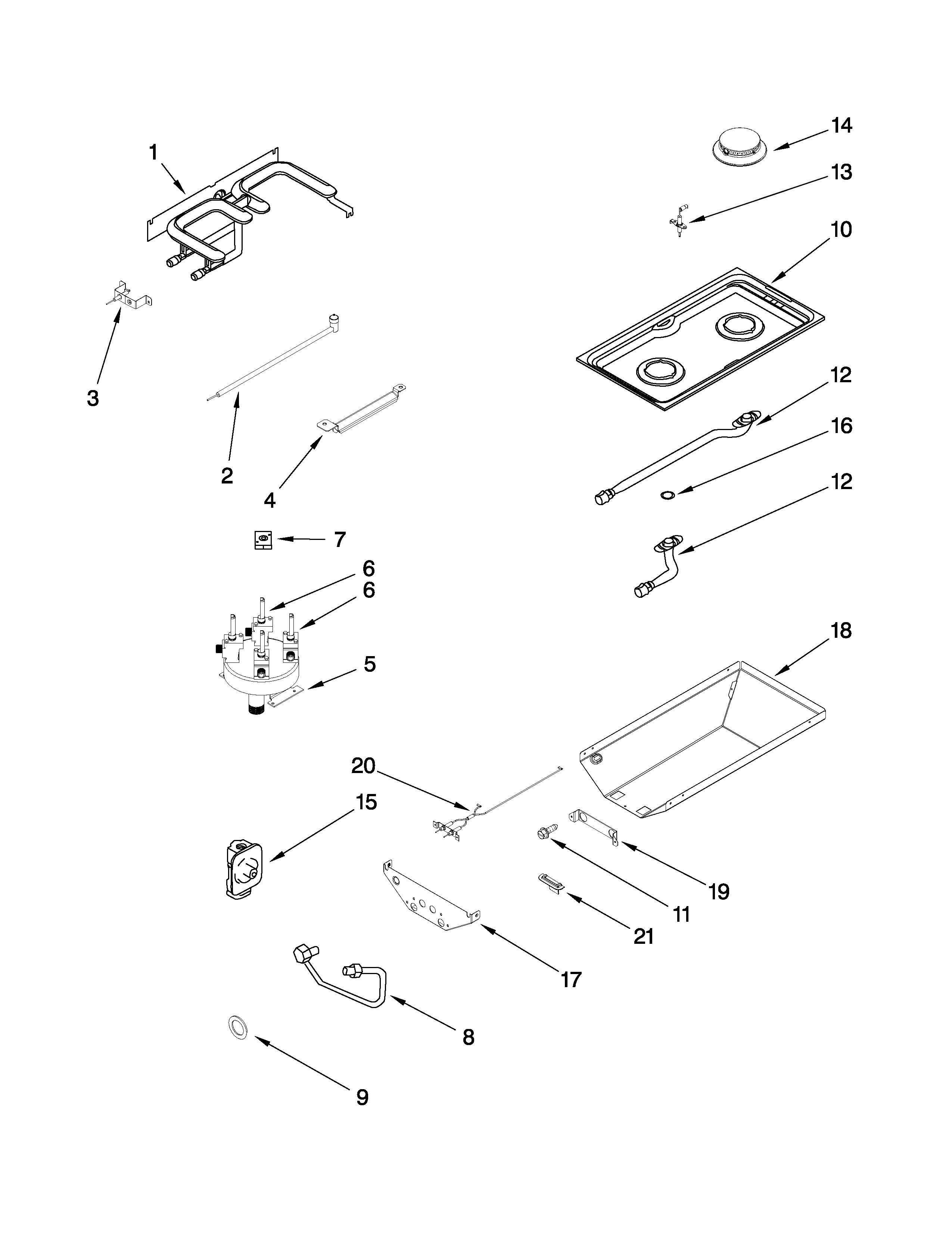 Jenn-Air JGD8130ADS21 gas controls diagram