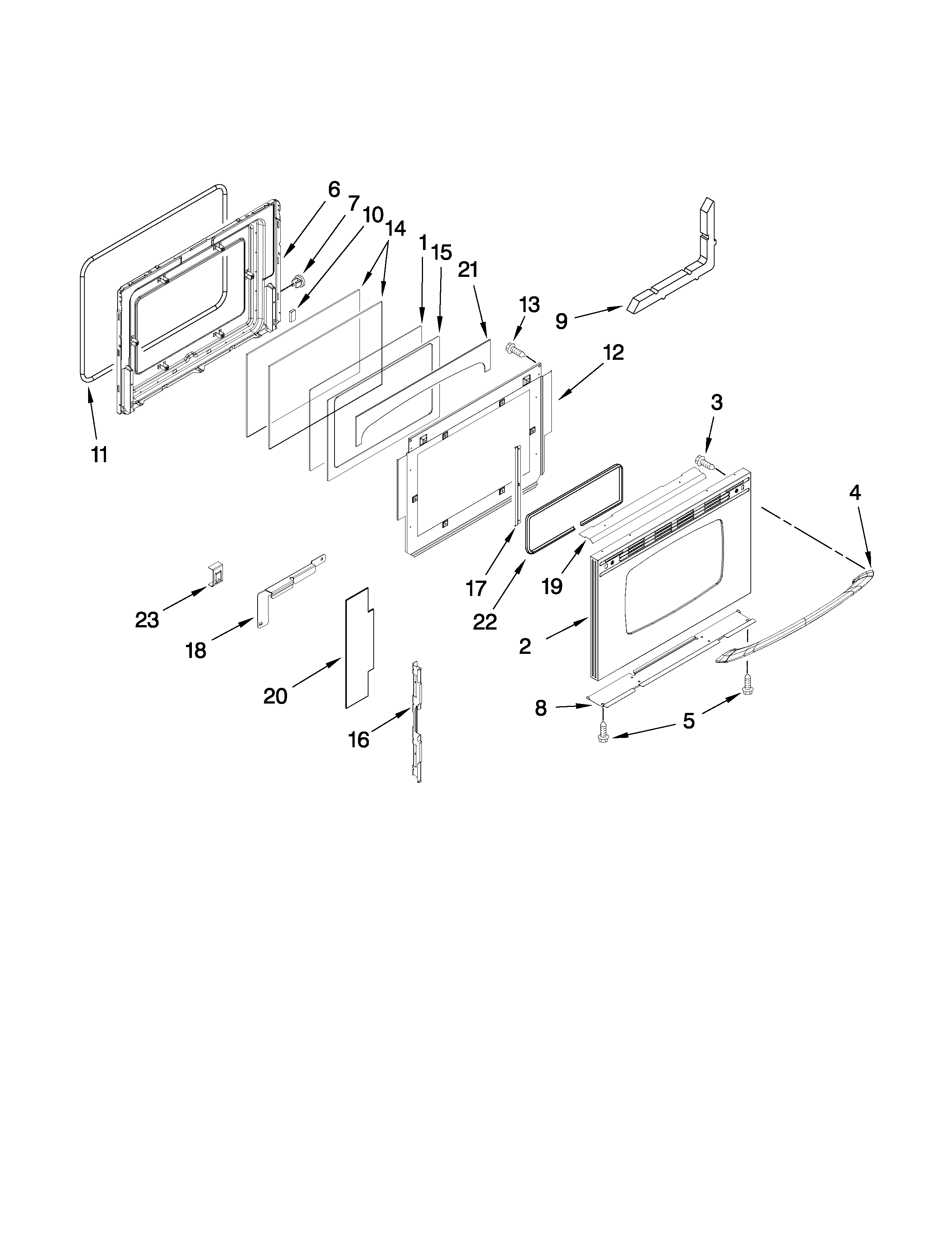 Maytag MGS5775BDS21 door parts diagram