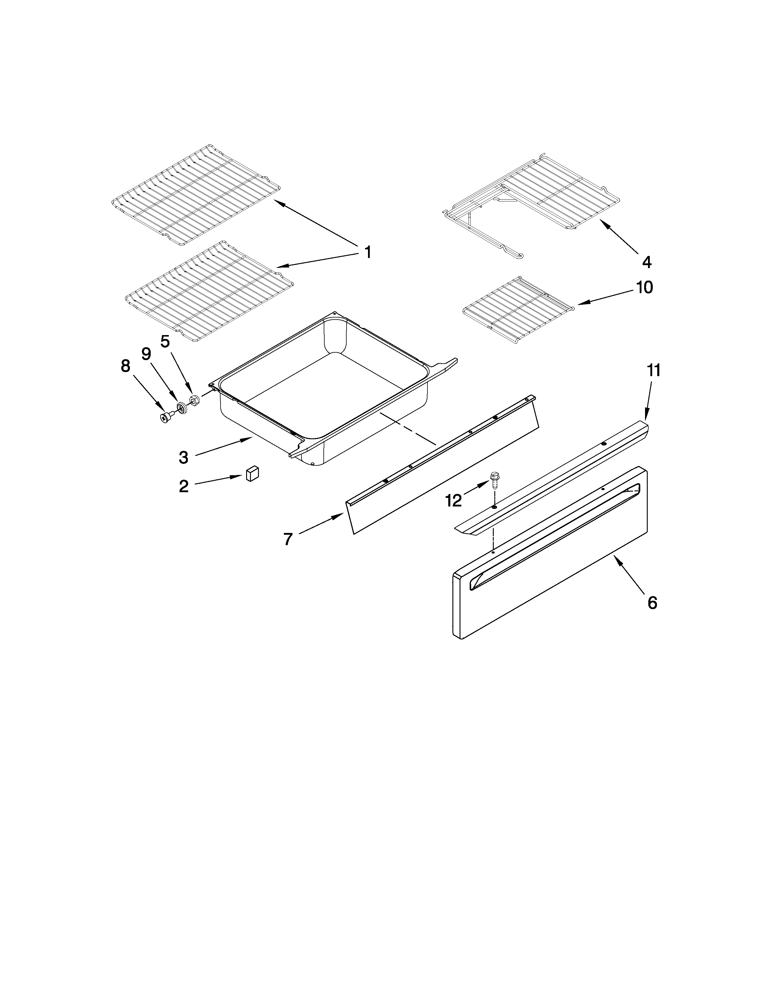 Maytag MGS5775BDS21 drawer and rack parts diagram