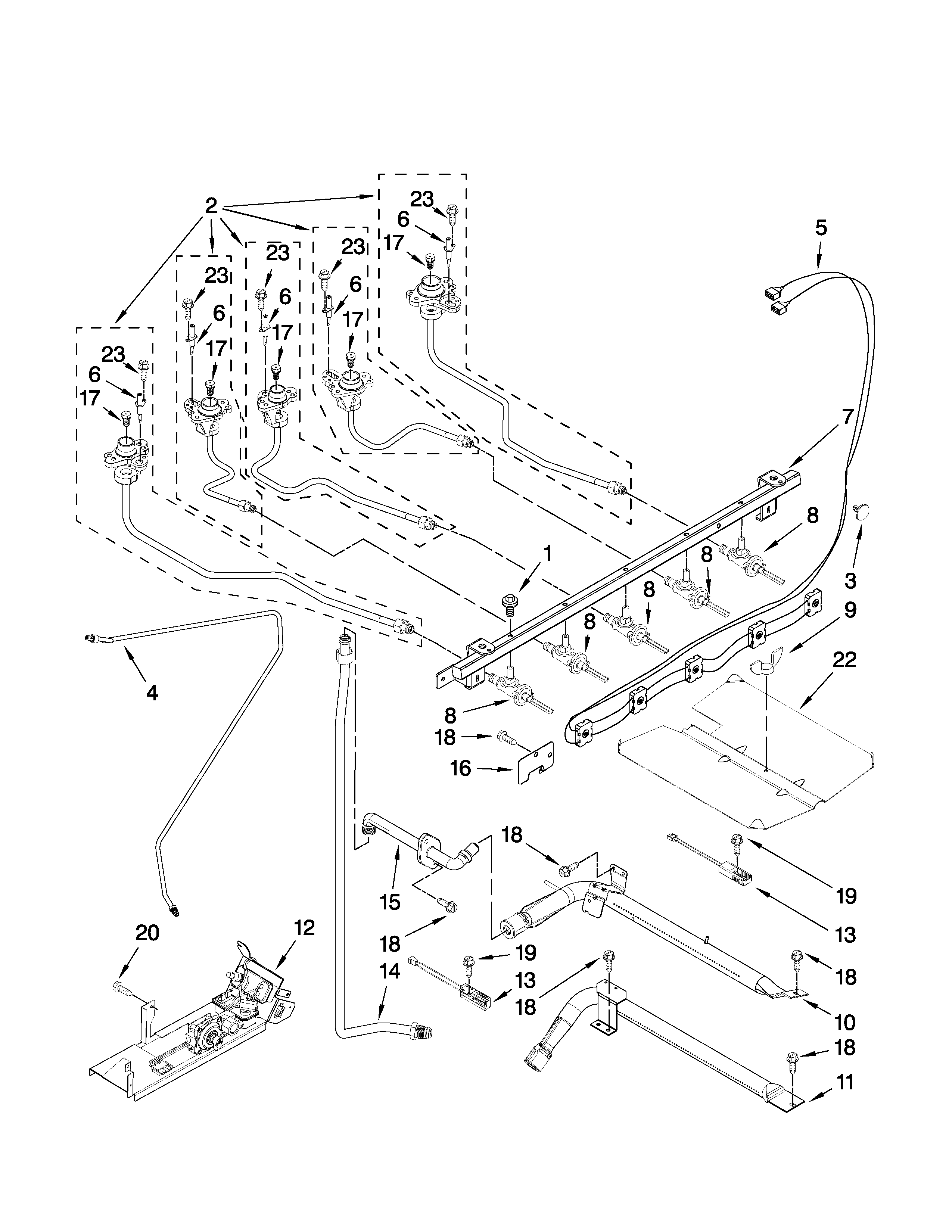KitchenAid KGRS205TBL4 manifold parts diagram