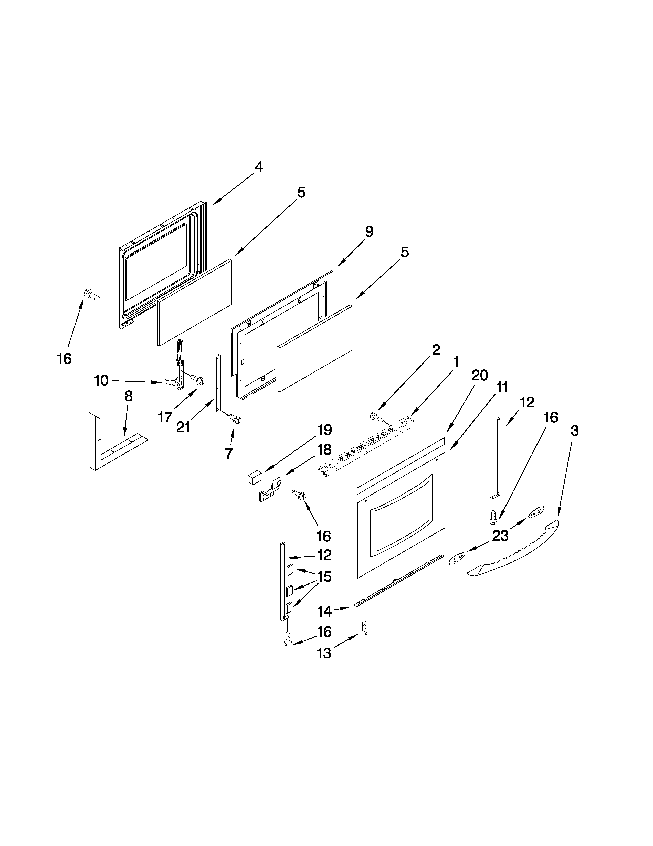 KitchenAid KGRS205TBL4 door parts diagram