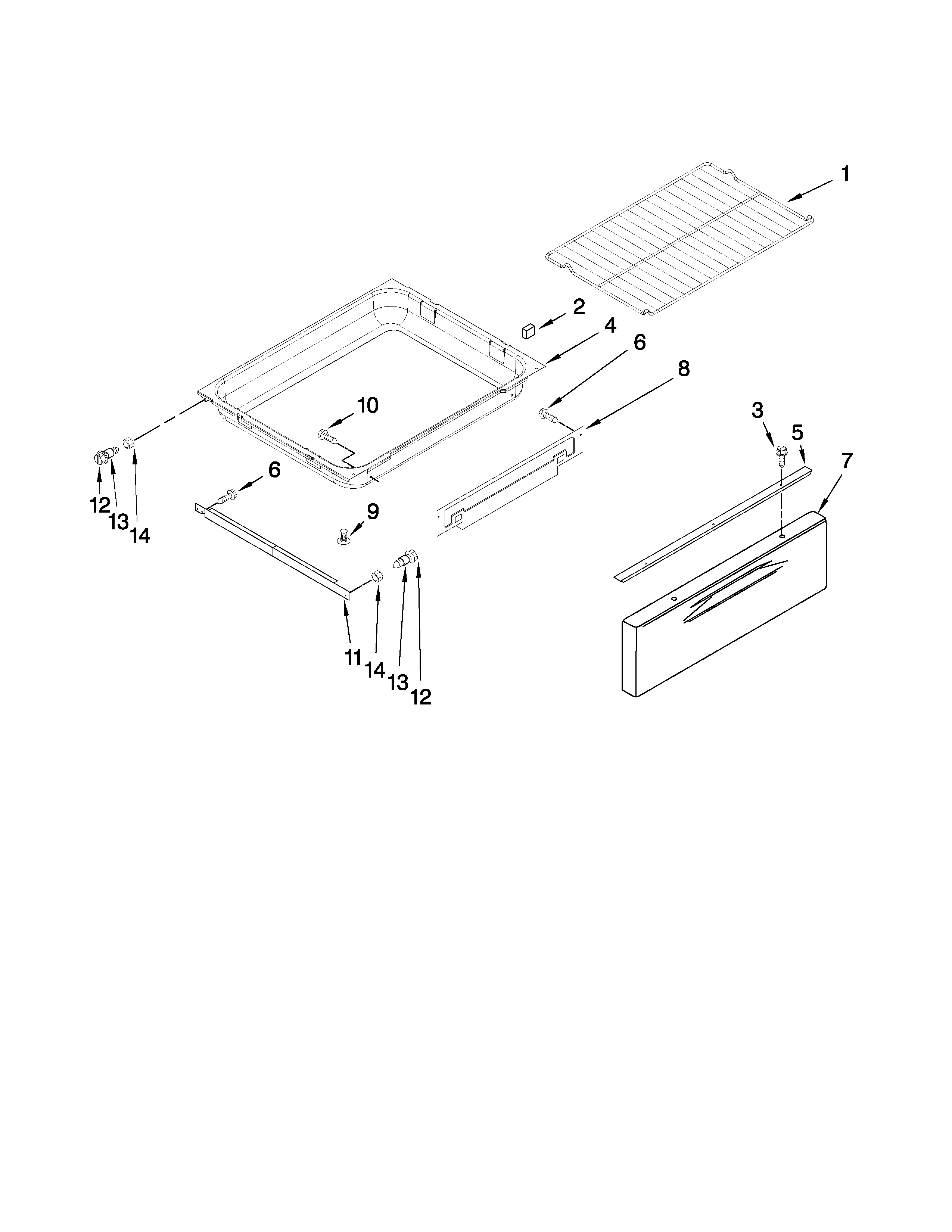 KitchenAid KGRS205TBL4 drawer and rack parts diagram