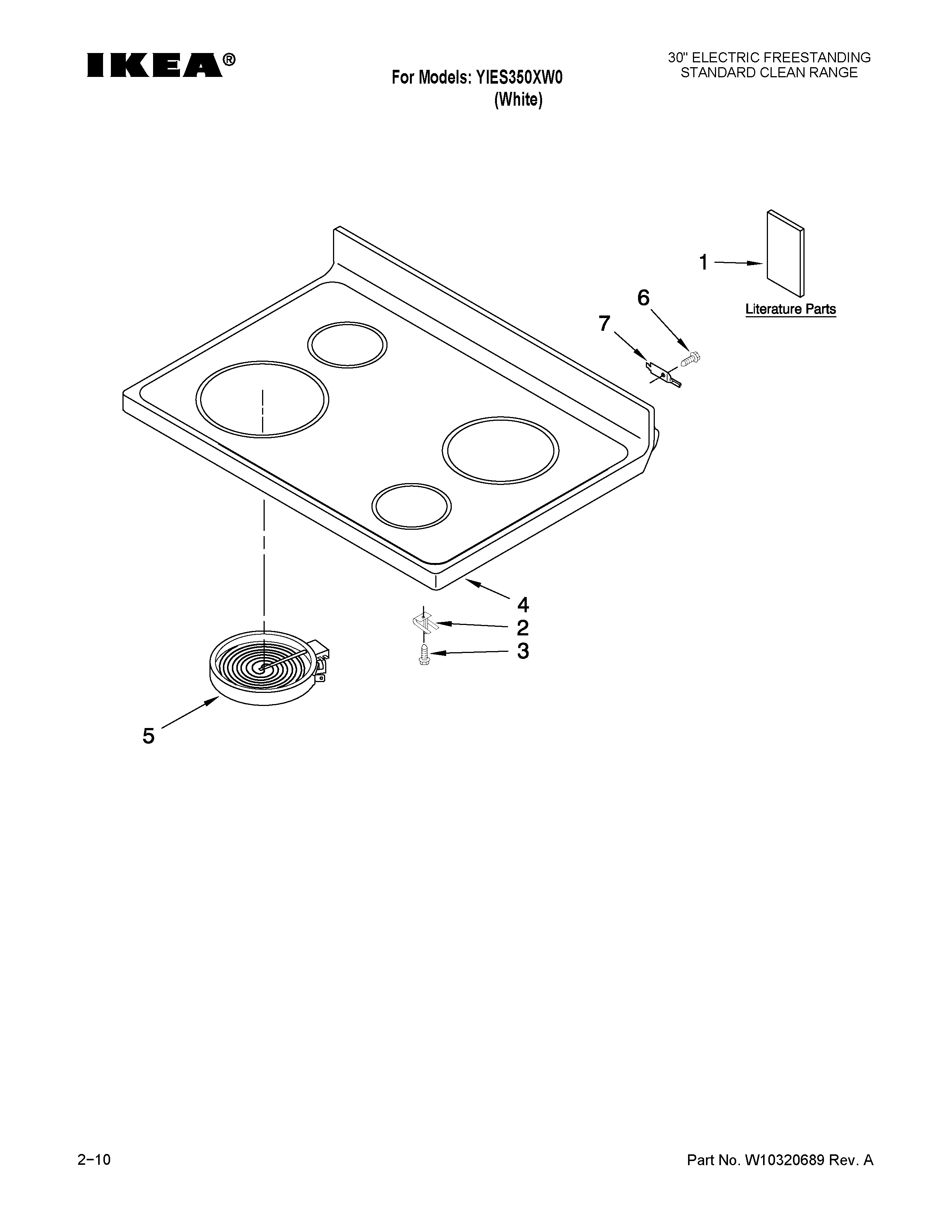 Ikea YIES350XW0 cooktop parts diagram