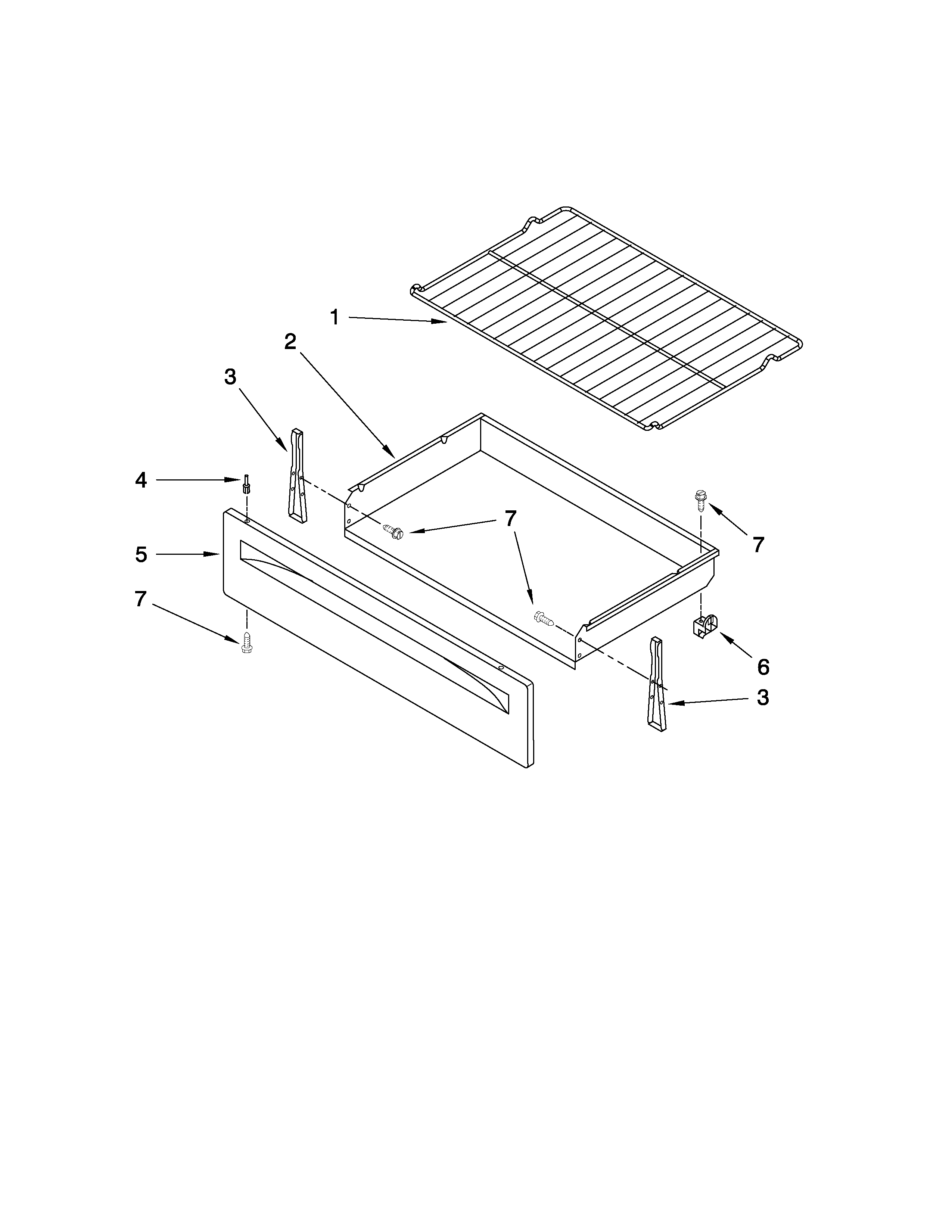 Ikea YIES350XW0 drawer & broiler parts diagram