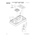 Maytag MGC7536WW00 cooktop, burner and grate parts diagram
