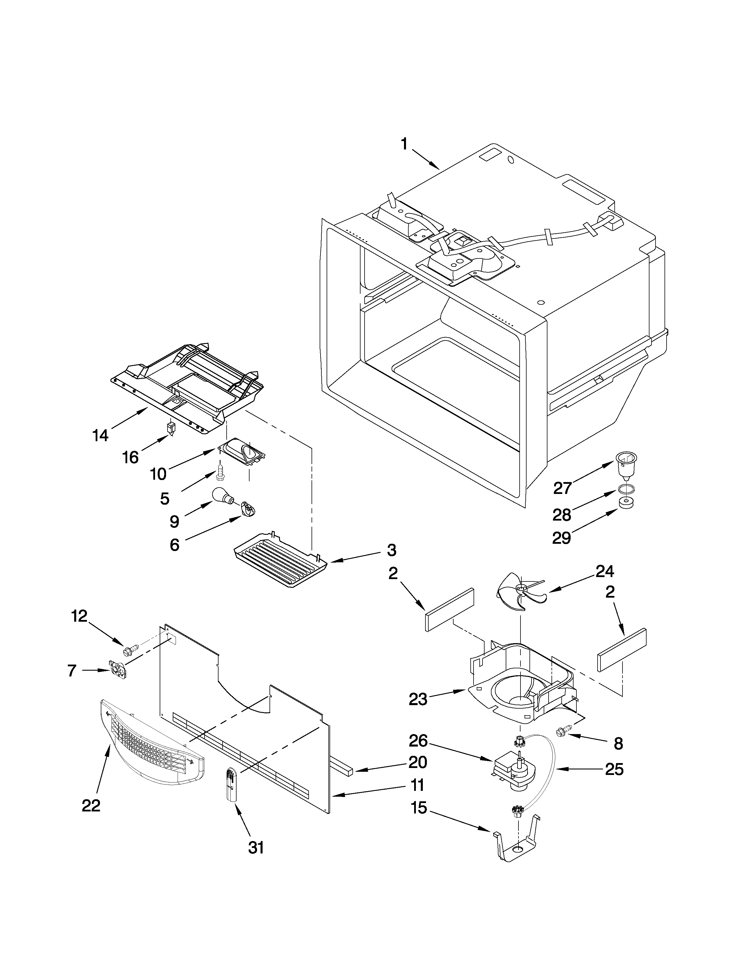 Maytag MBF1952VEW1 freezer liner parts diagram