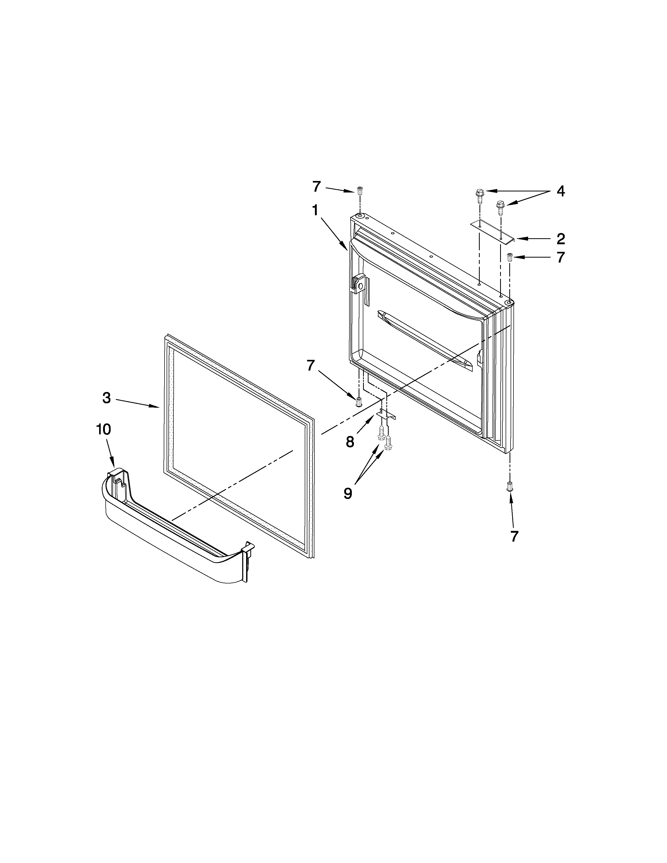 Maytag MBF1952VEW1 freezer door parts diagram