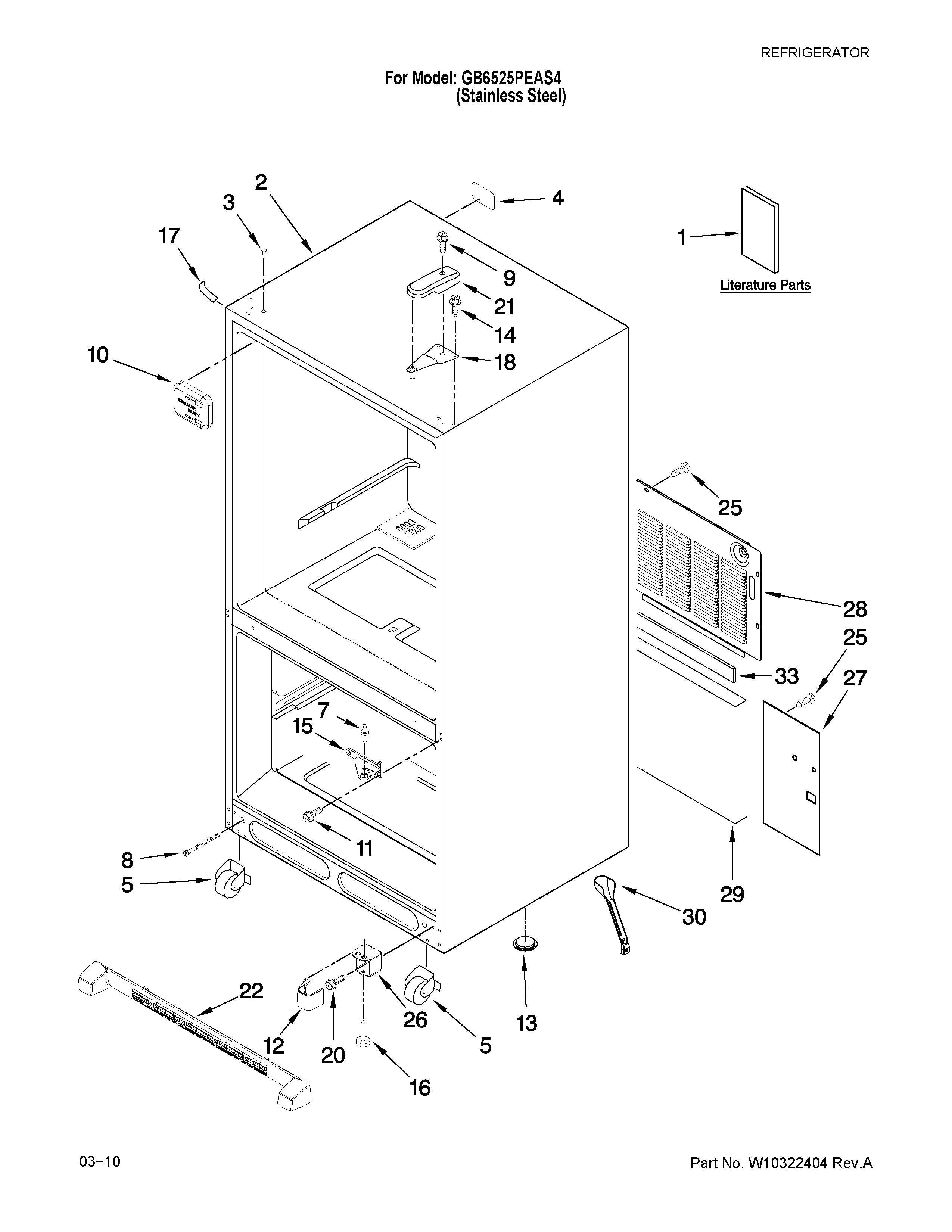 Maytag GB6525PEAS4 cabinet parts diagram