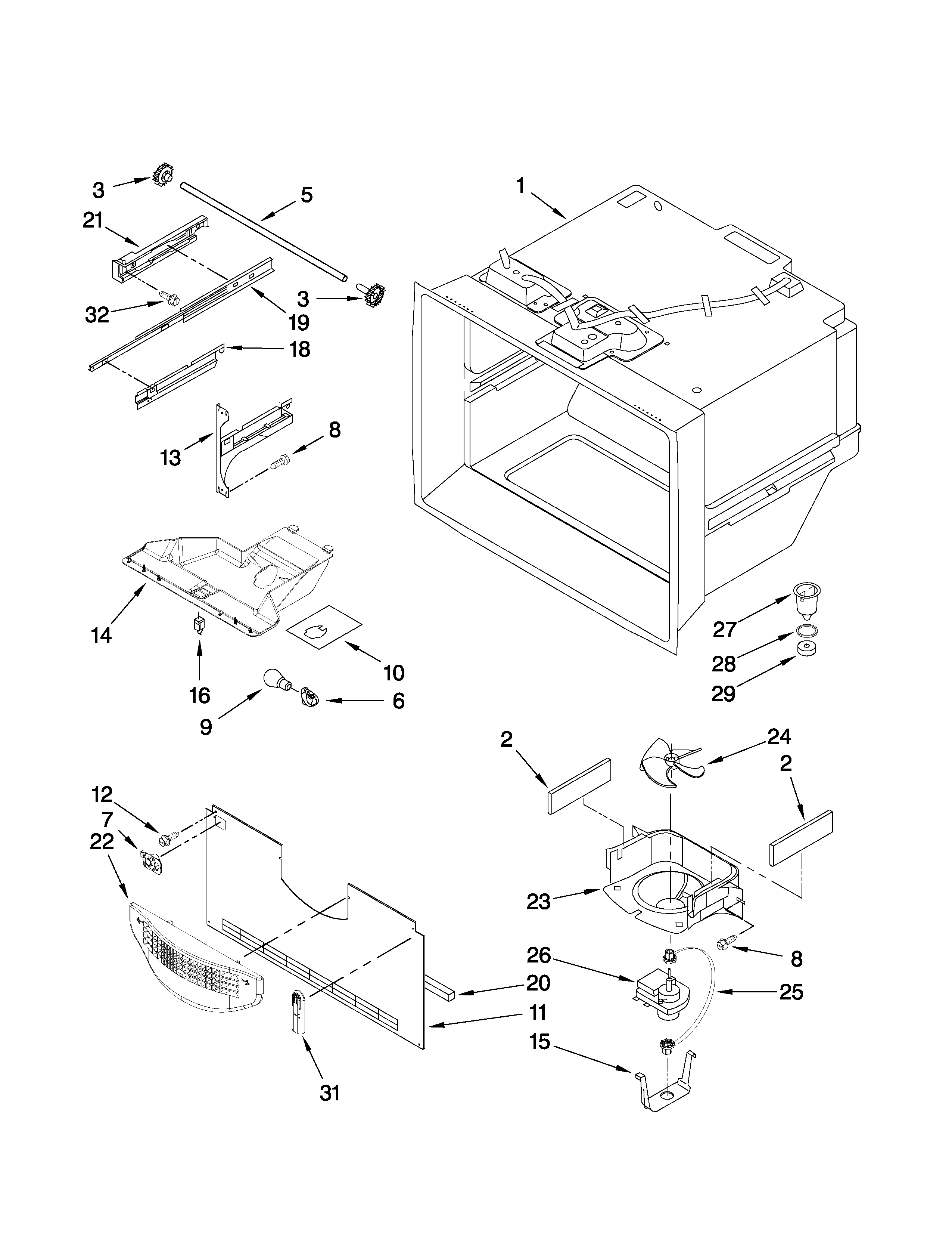 Amana ABL1922FES6 freezer liner parts diagram