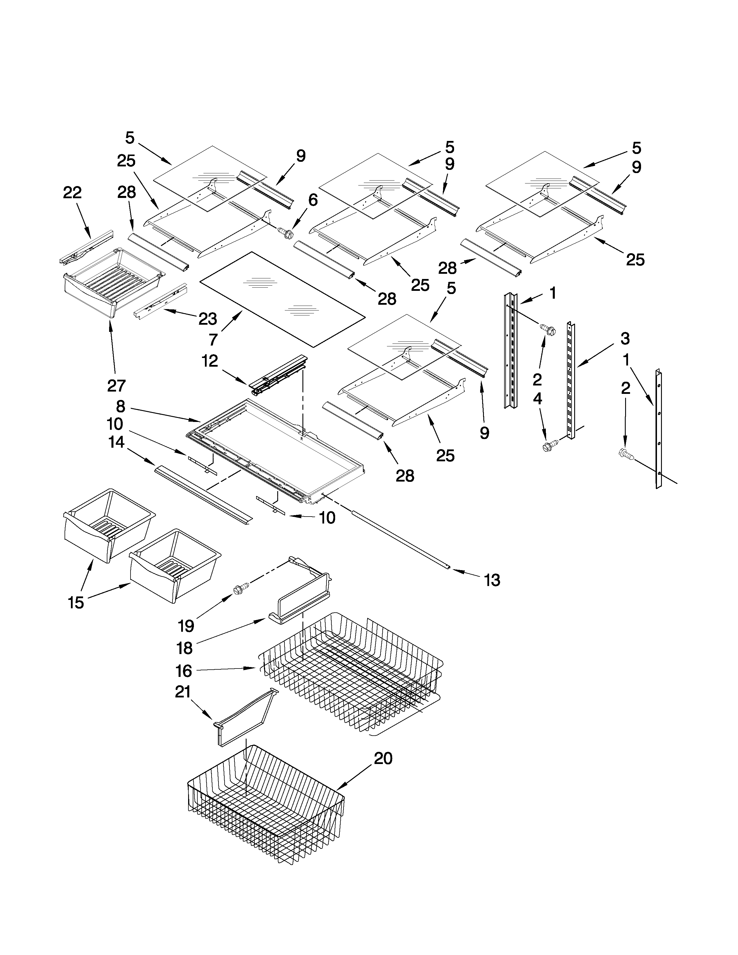 Amana ABL1922FES6 shelf parts diagram
