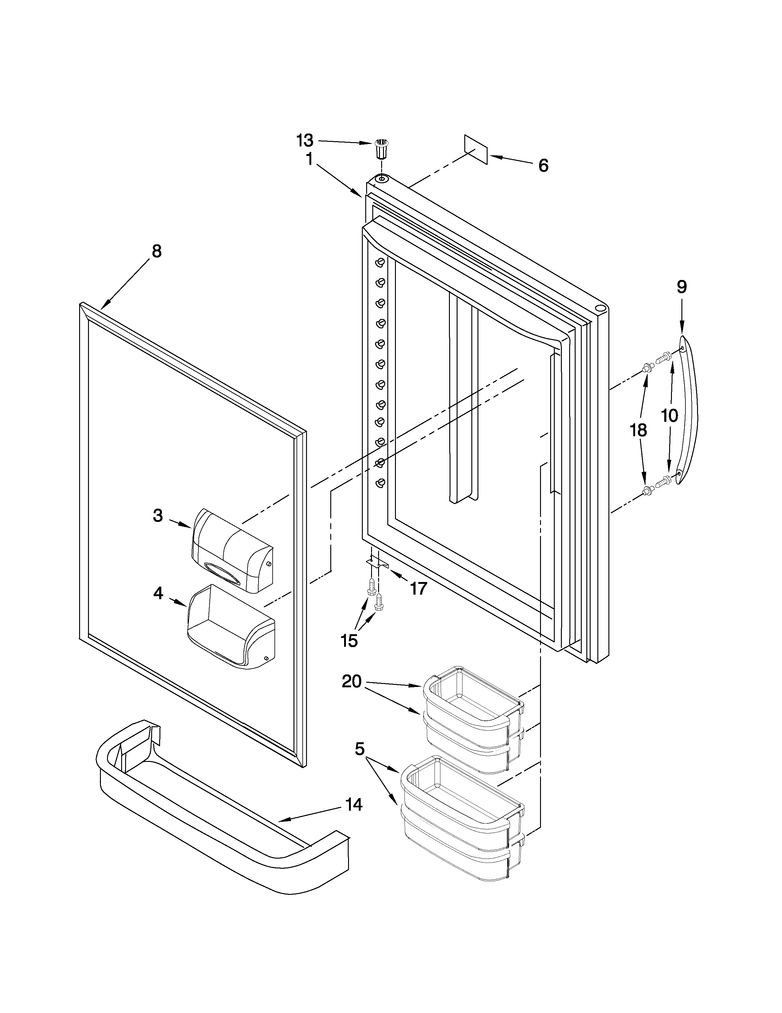 Amana ABR192ZFES6 refrigerator door parts diagram