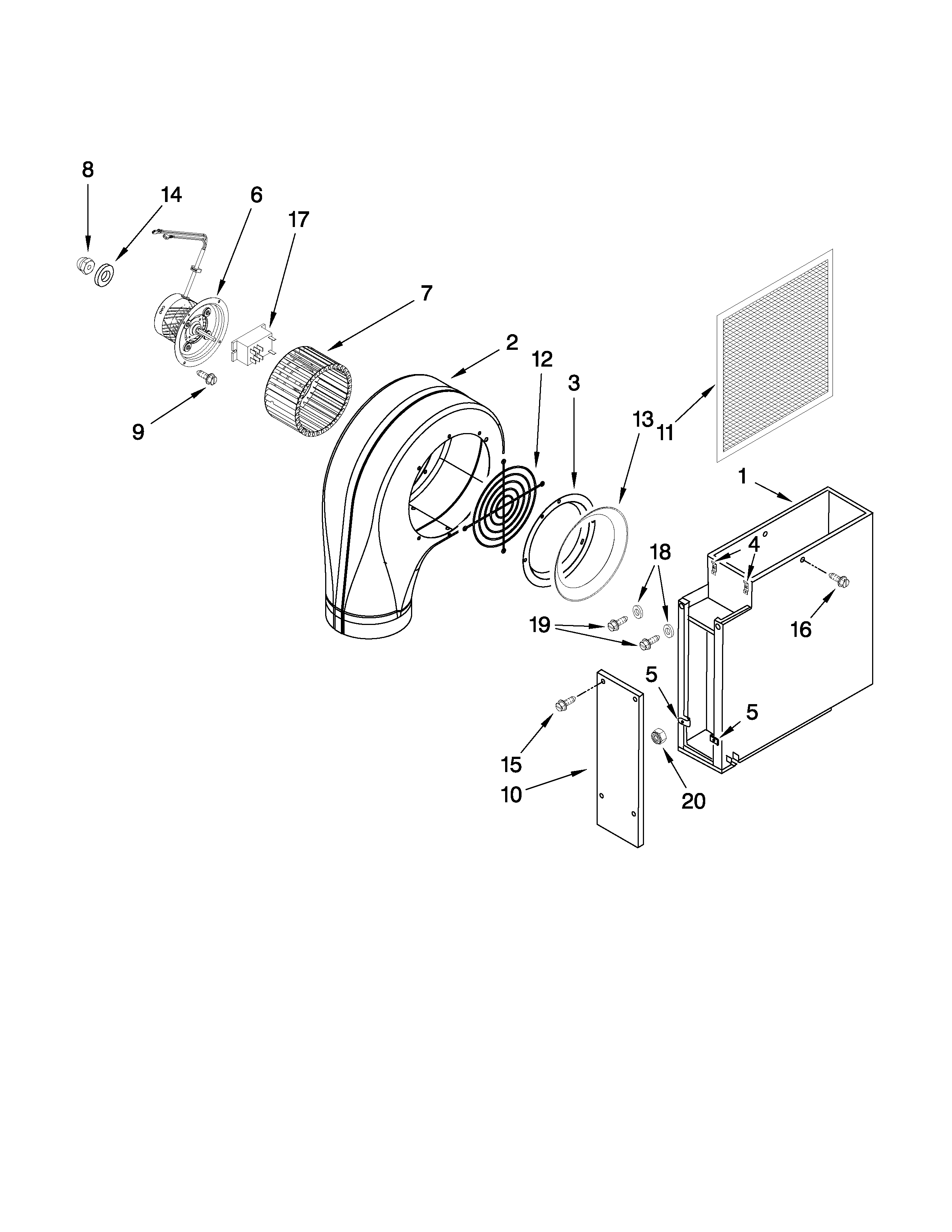 Jenn-Air JED8345ADW15 blower unit parts diagram