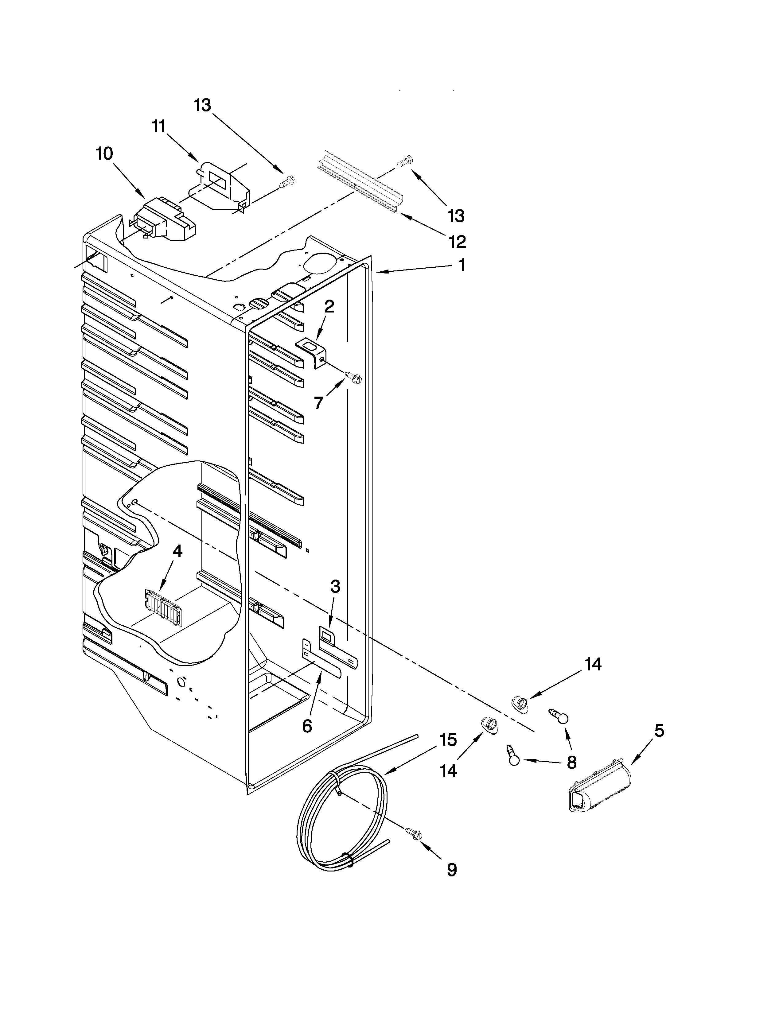 Whirlpool BRS62BRBNA00 refrigerator liner parts diagram