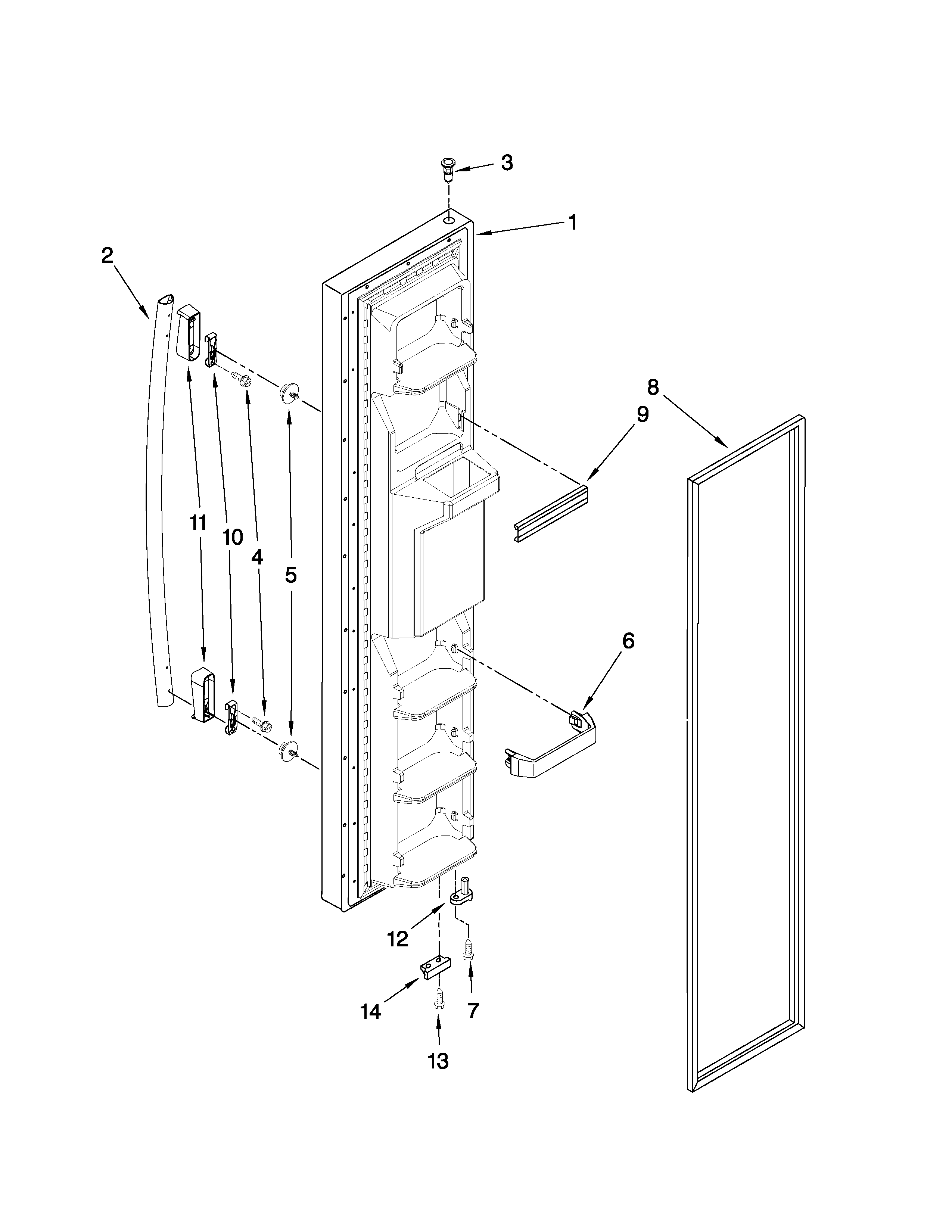 Whirlpool BRS62BRBNA00 freezer door parts diagram