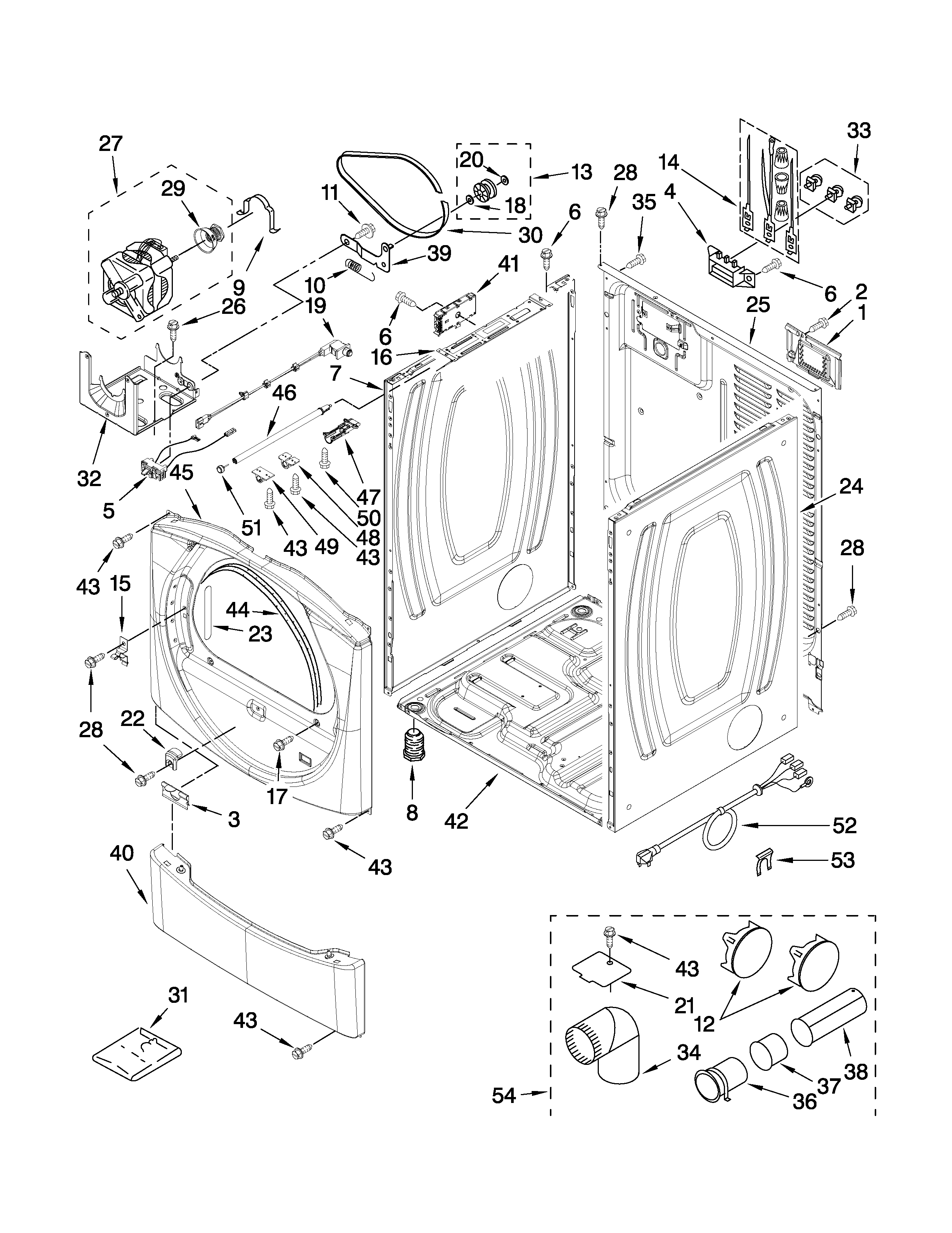 Whirlpool YWED9270XL0 cabinet parts diagram