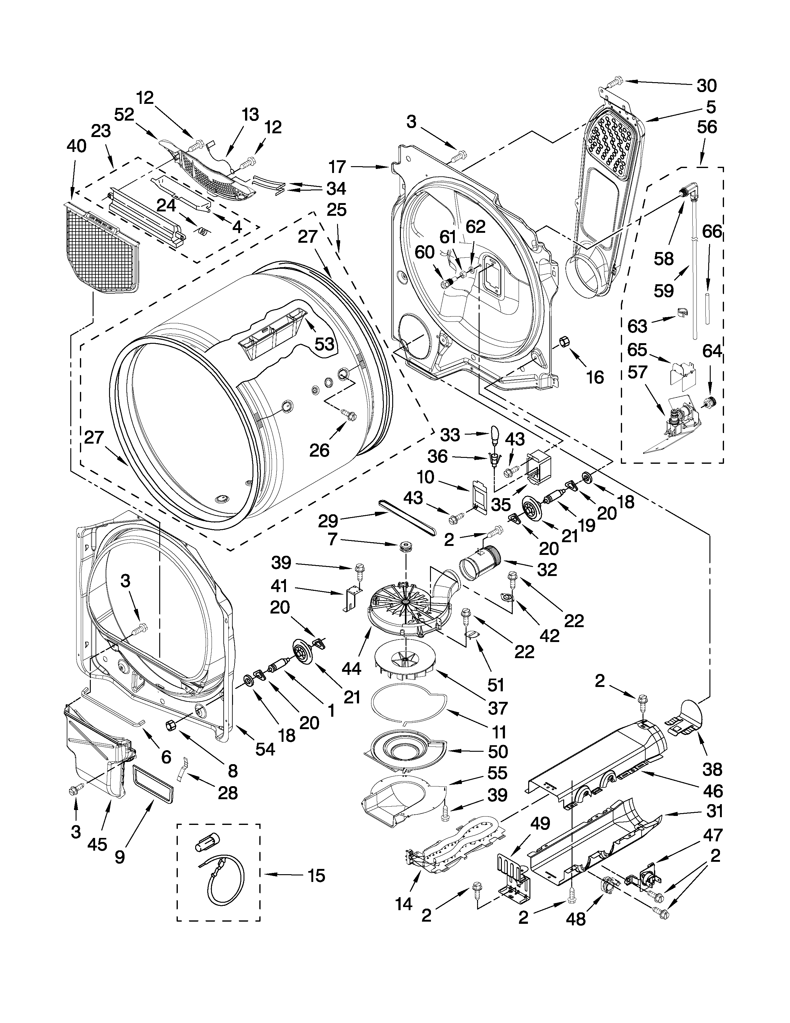 Whirlpool YWED7400XW0 bulkhead parts diagram