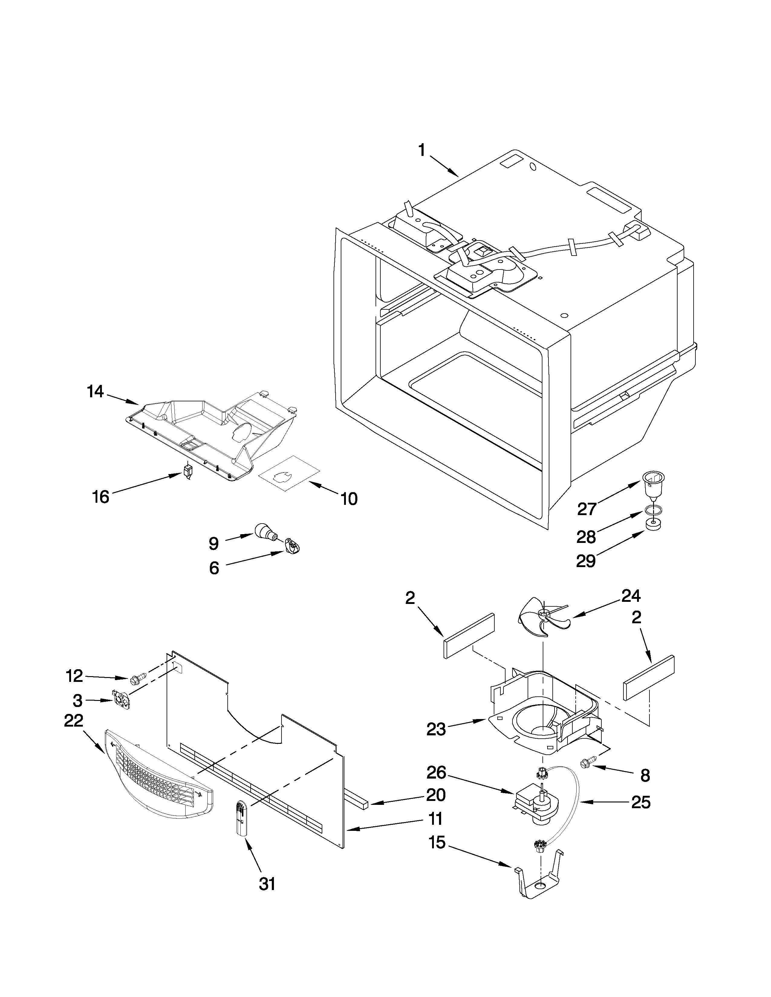 Whirlpool EB9FVBLWS03 freezer liner parts diagram
