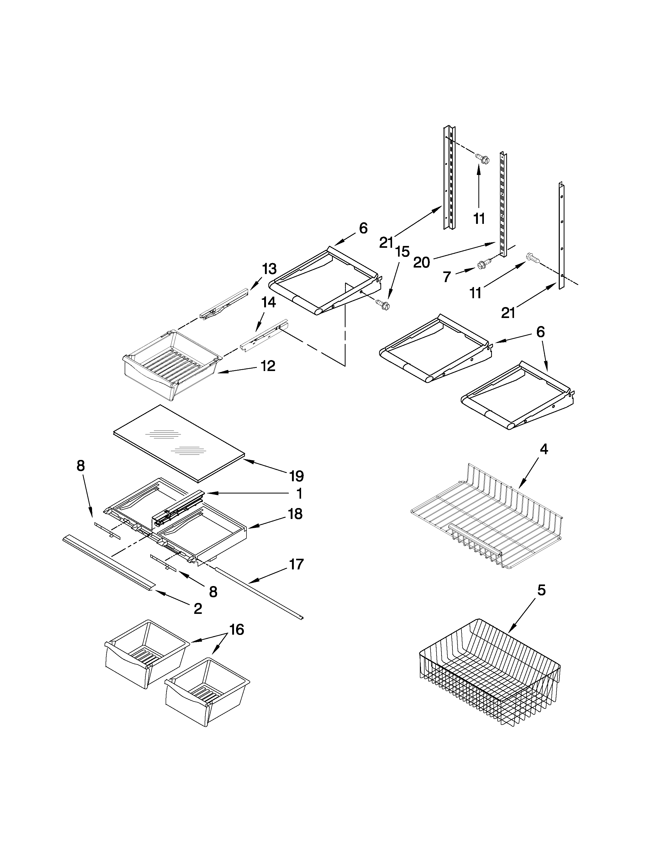 Whirlpool EB9FVBLWS03 shelf parts diagram
