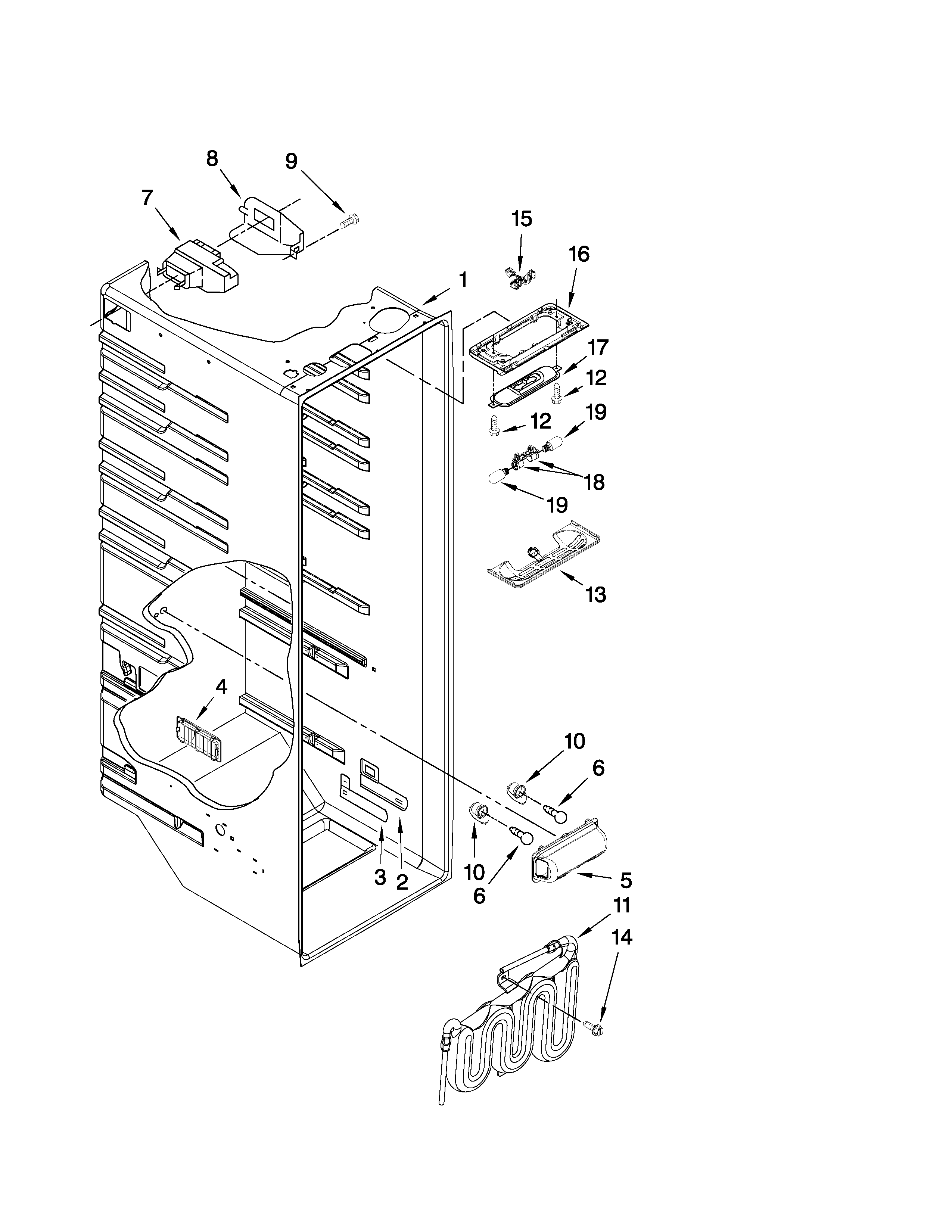 Whirlpool GS2KVAXVS02 refrigerator liner parts diagram
