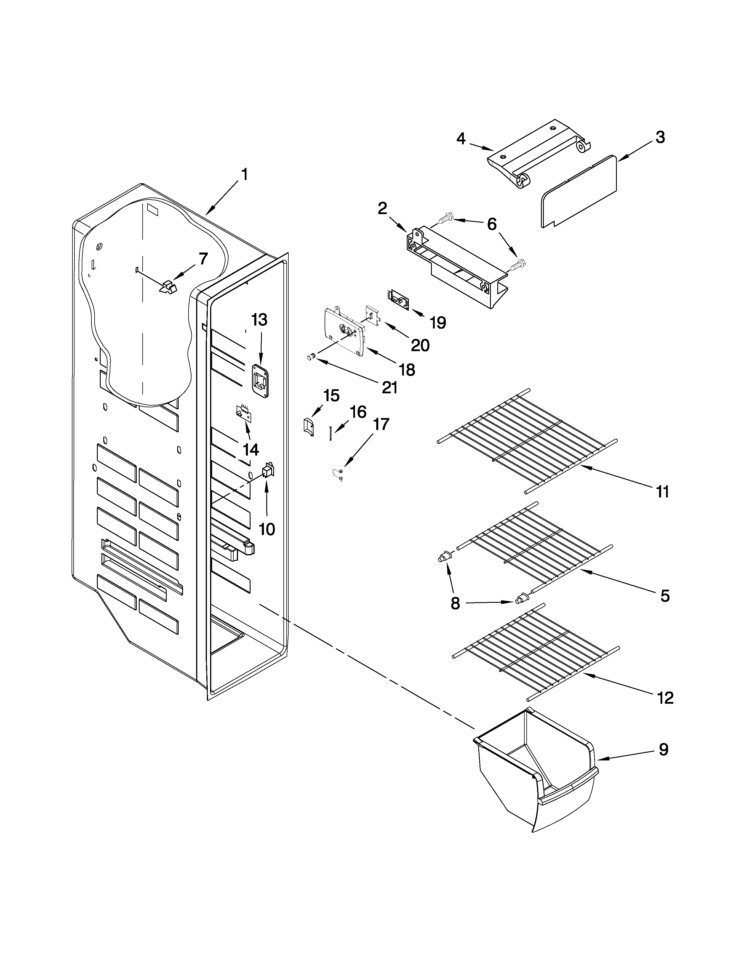 Whirlpool GS2KVAXVS02 freezer liner parts diagram