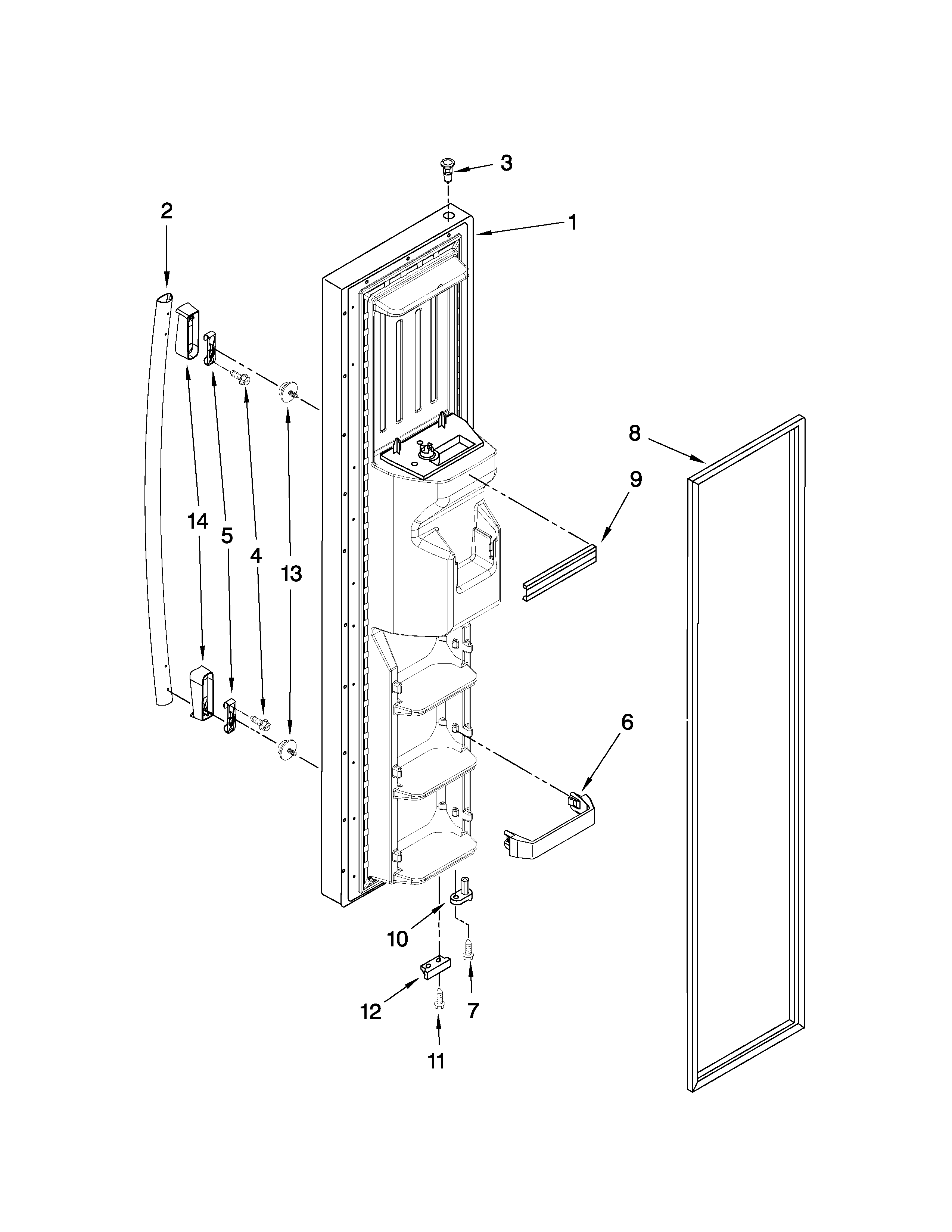 Whirlpool GS2KVAXVS02 freezer door parts diagram