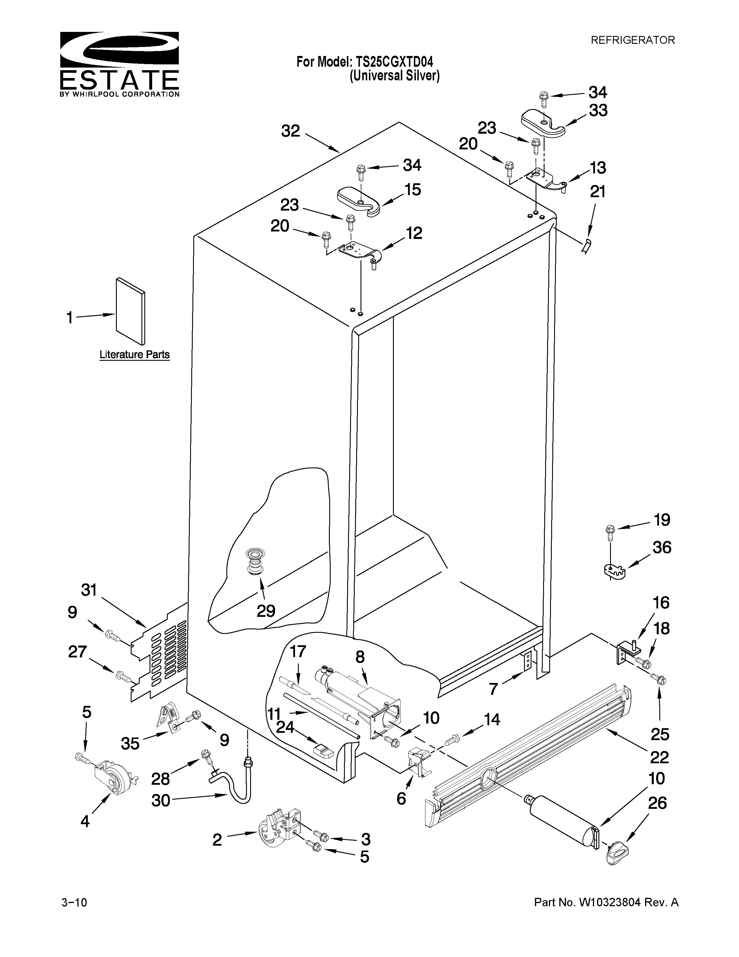 Estate TS25CGXTD04 cabinet parts diagram