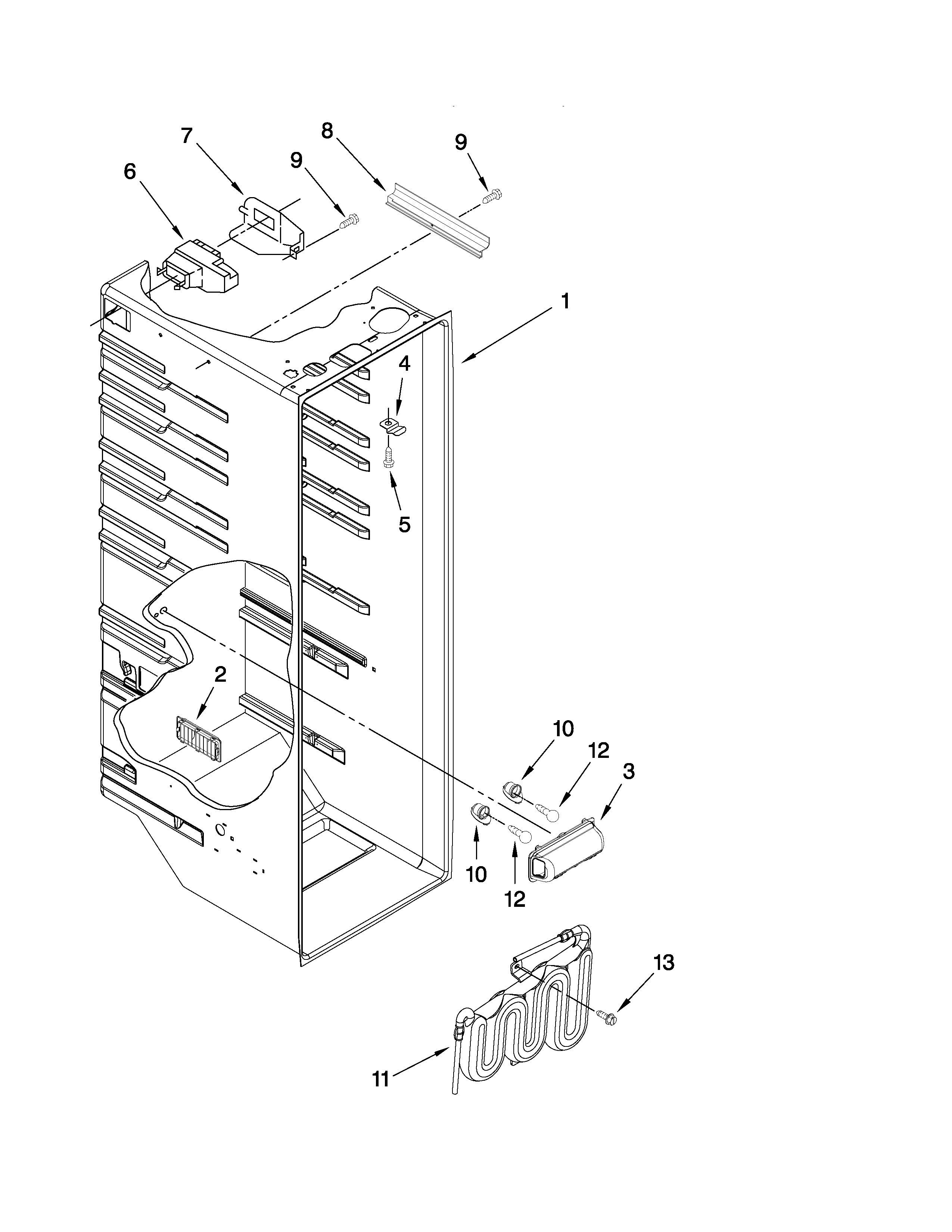 Estate TS25CGXTD04 refrigerator liner parts diagram