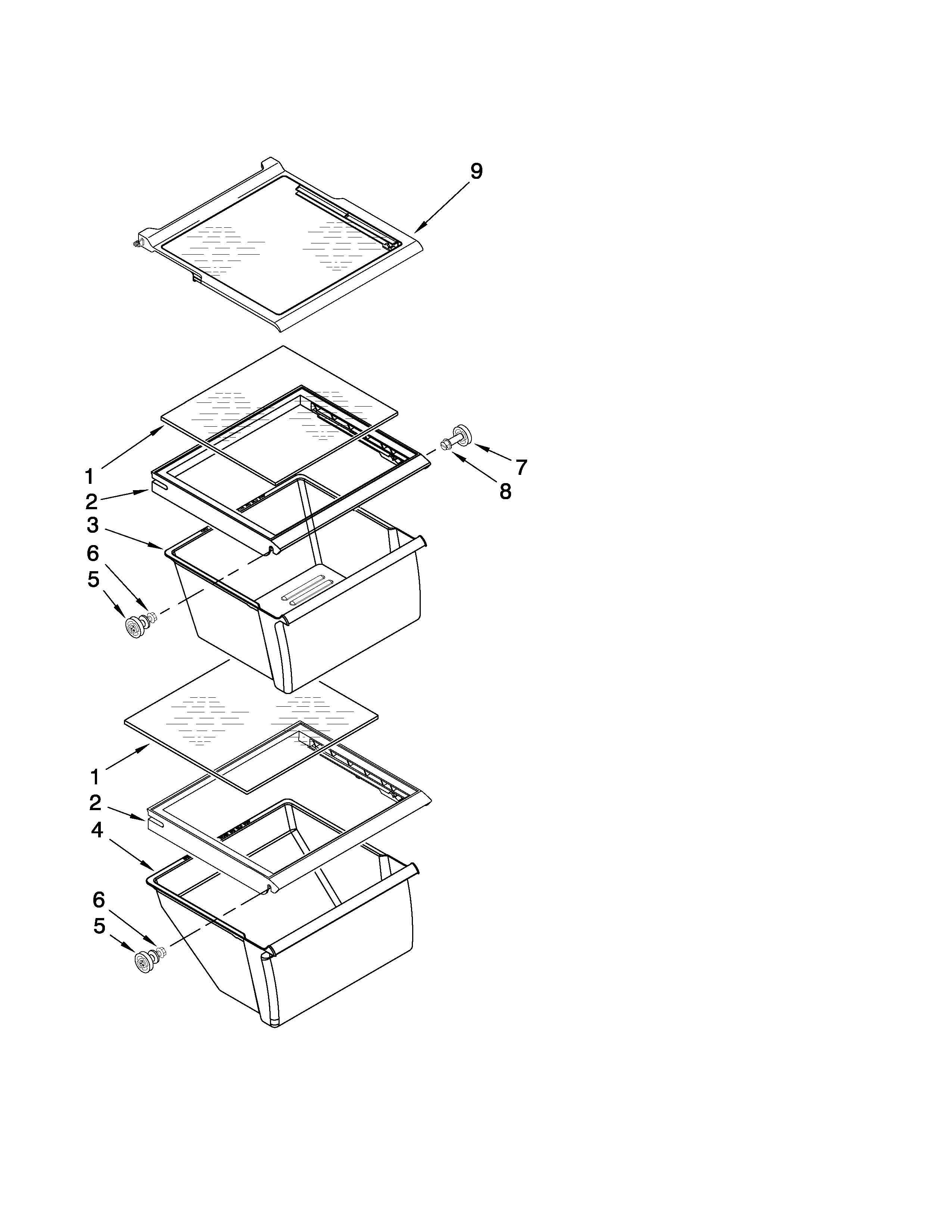 Estate TS25CGXTD04 refrigerator shelf parts diagram