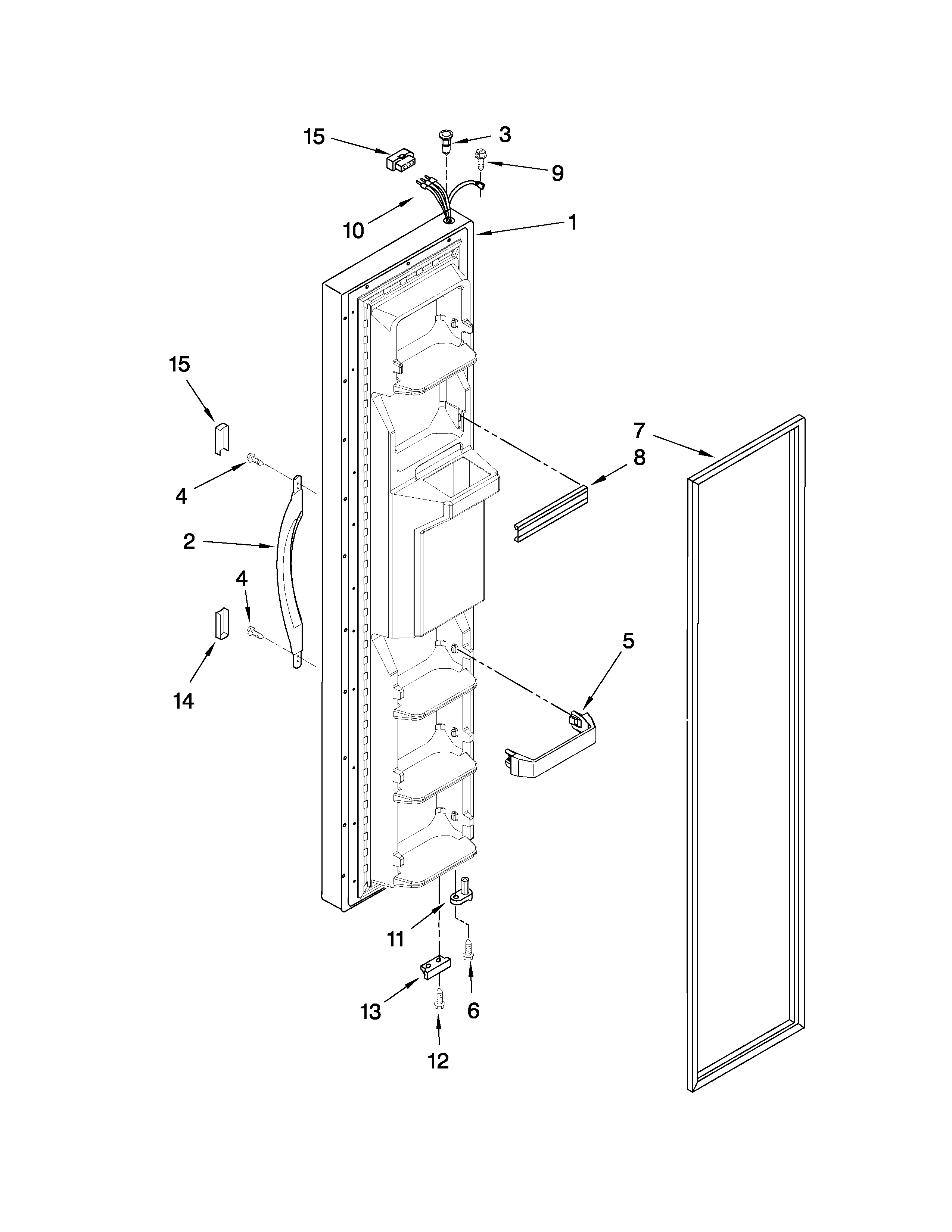 Estate TS25CGXTD04 freezer door parts diagram