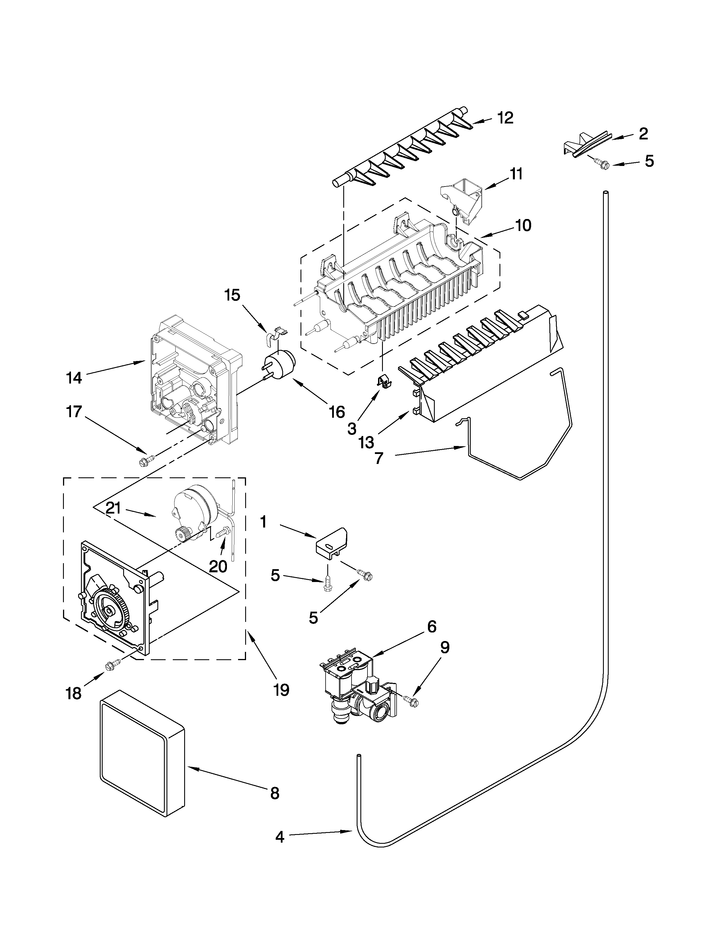 Estate TS25CGXTD04 icemaker parts diagram