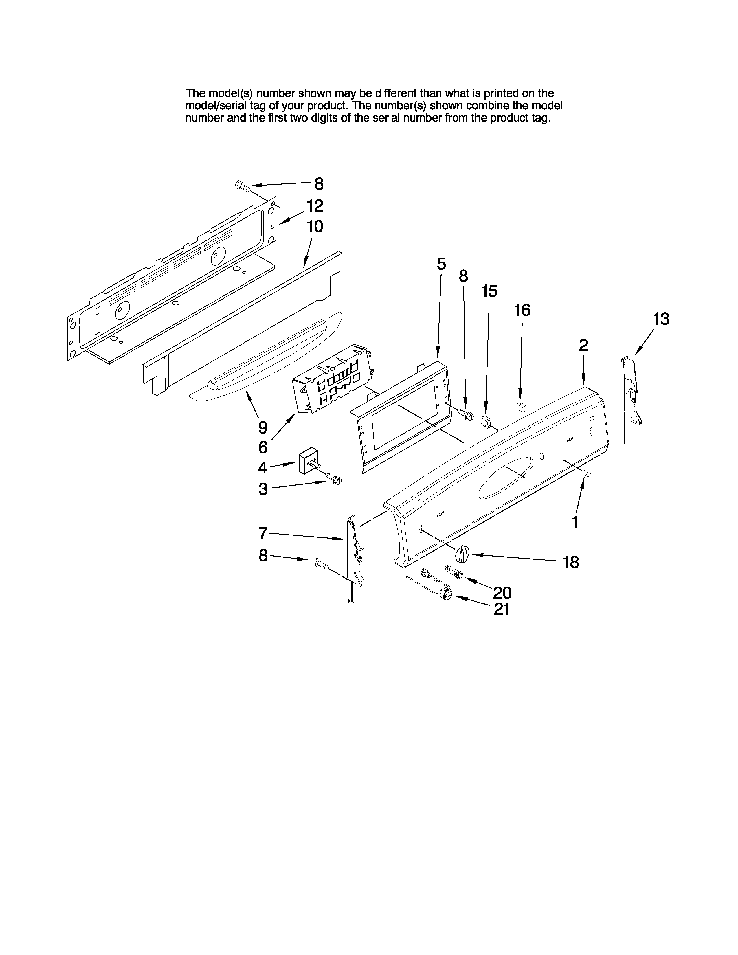 Maytag MER5555RCB1 control panel parts diagram