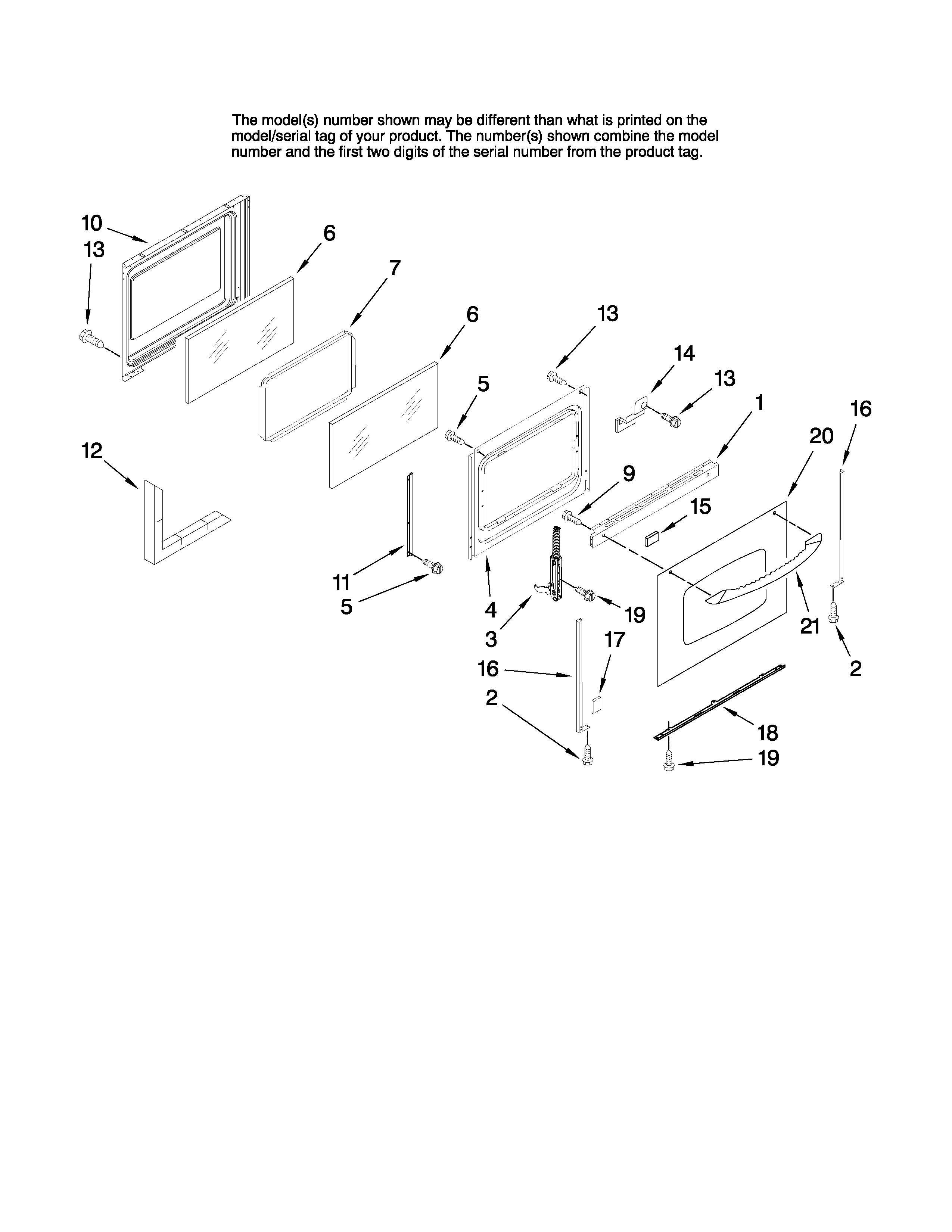 Maytag MER5555RCB1 door parts diagram