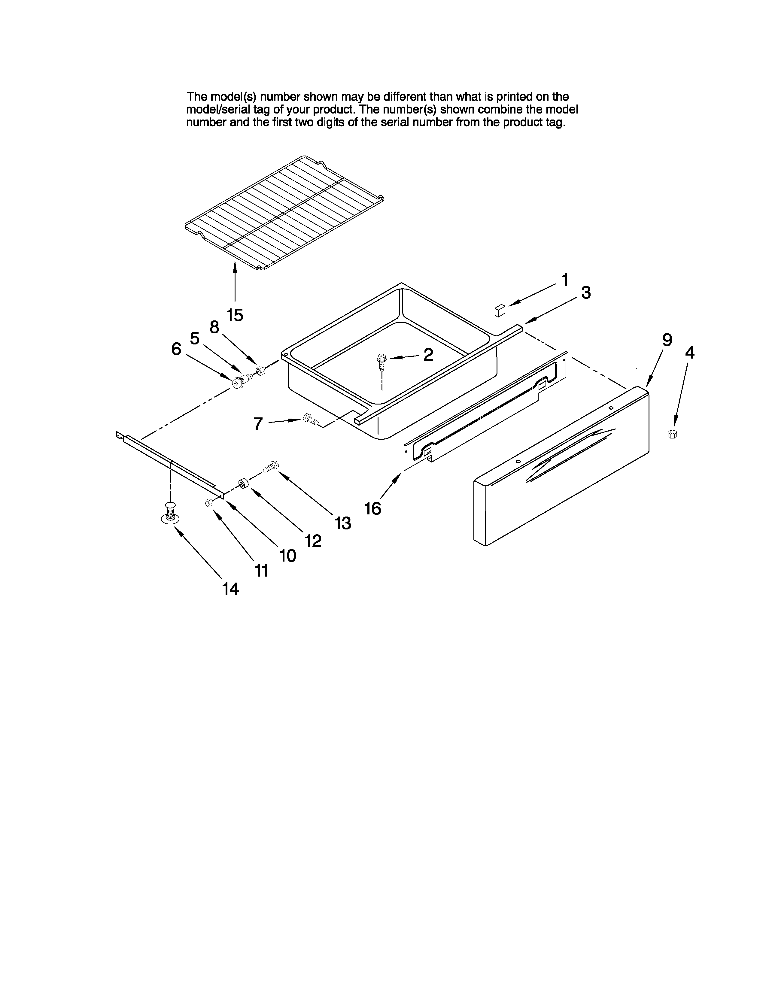 Maytag MER5555RCB1 drawer and rack parts diagram