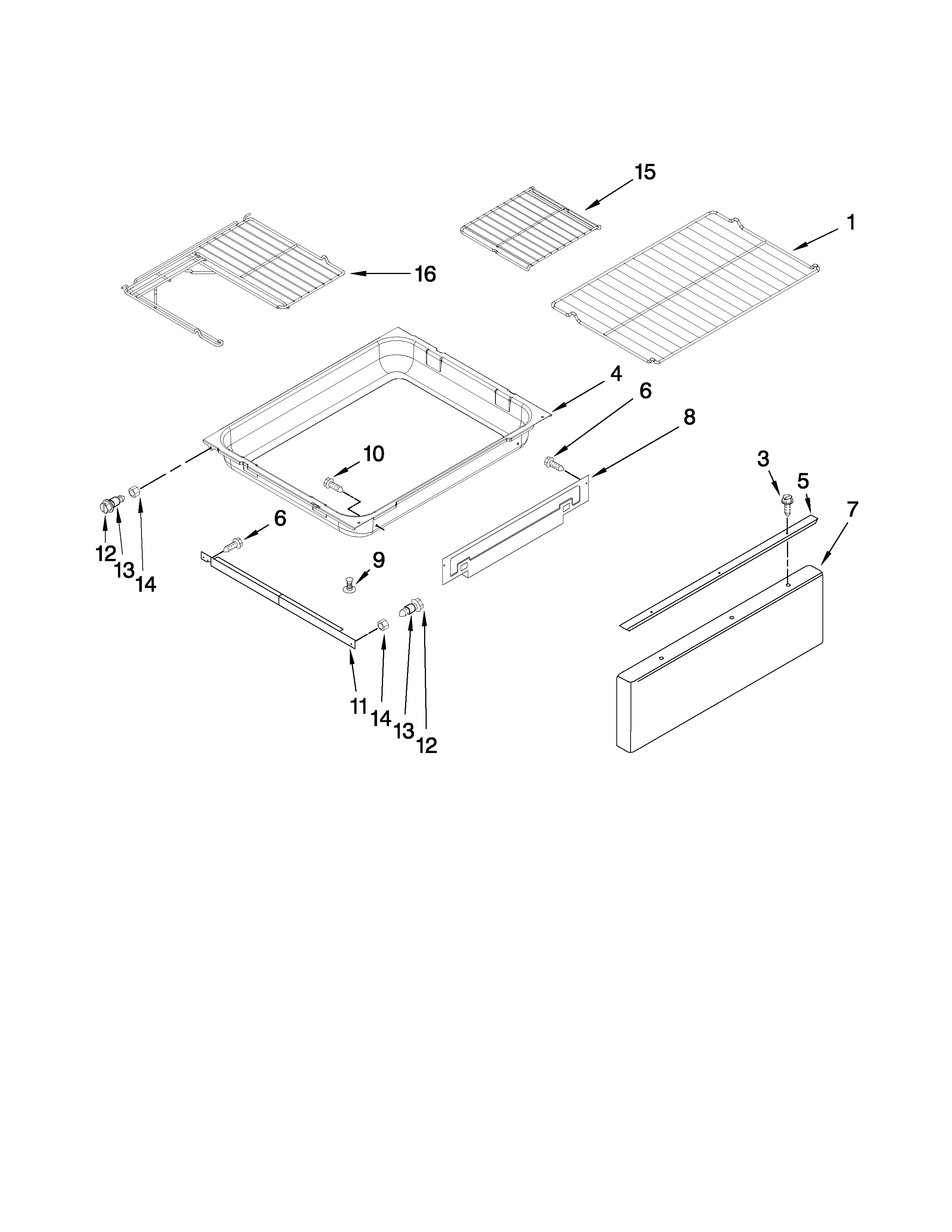 Maytag MGR5875QDB1 drawer and rack parts diagram