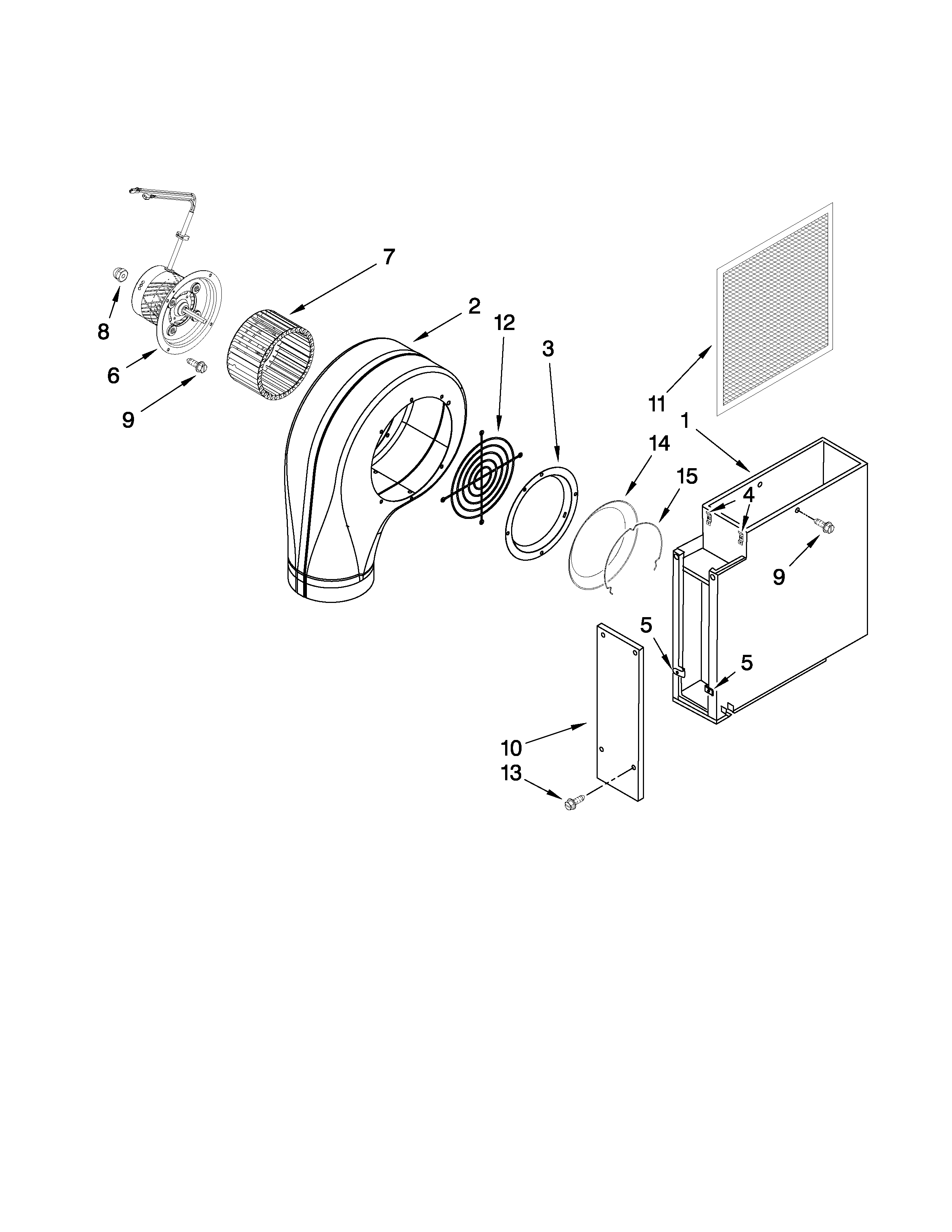 Jenn-Air JED8130ADW16 blower unit parts diagram