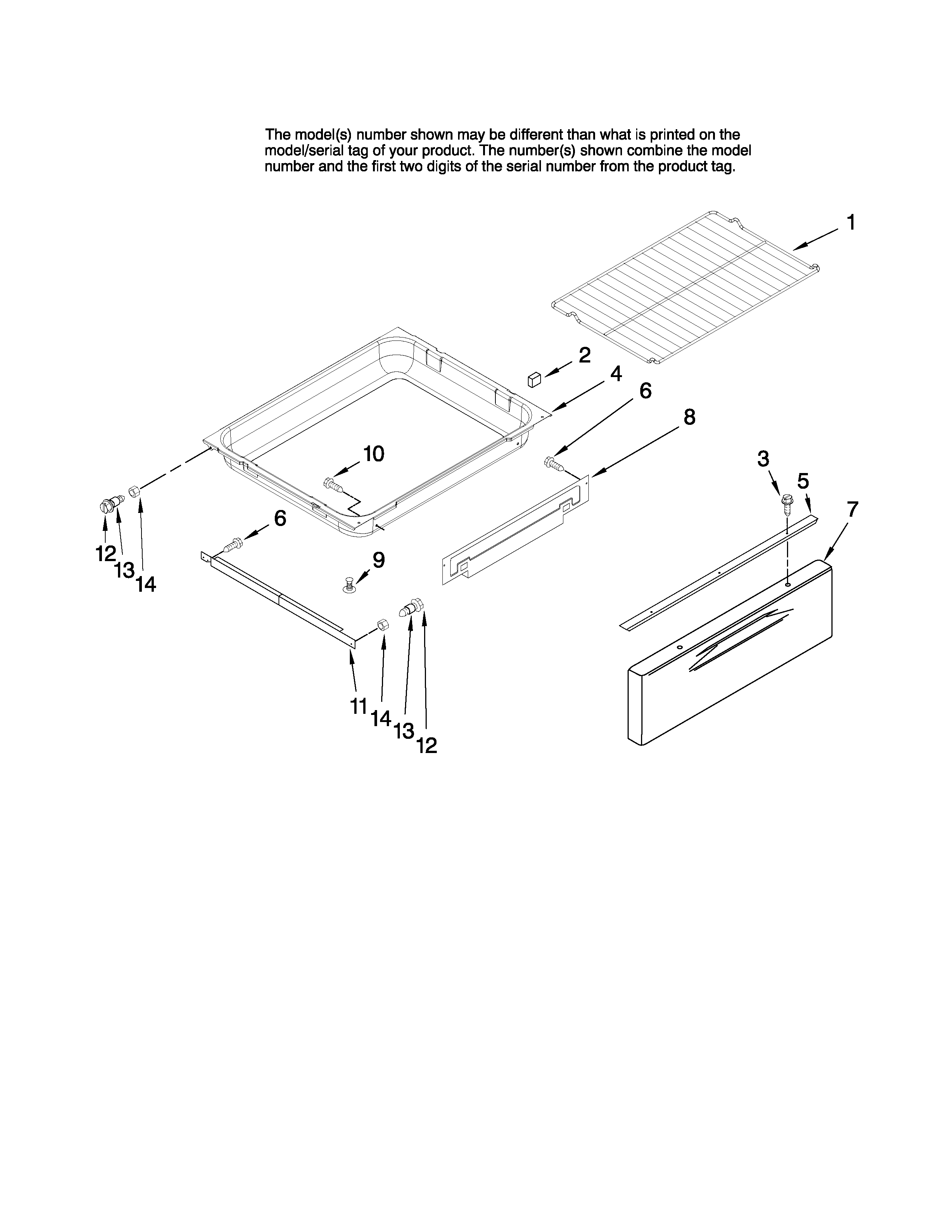 KitchenAid KGRS205TBT0 drawer and rack parts diagram